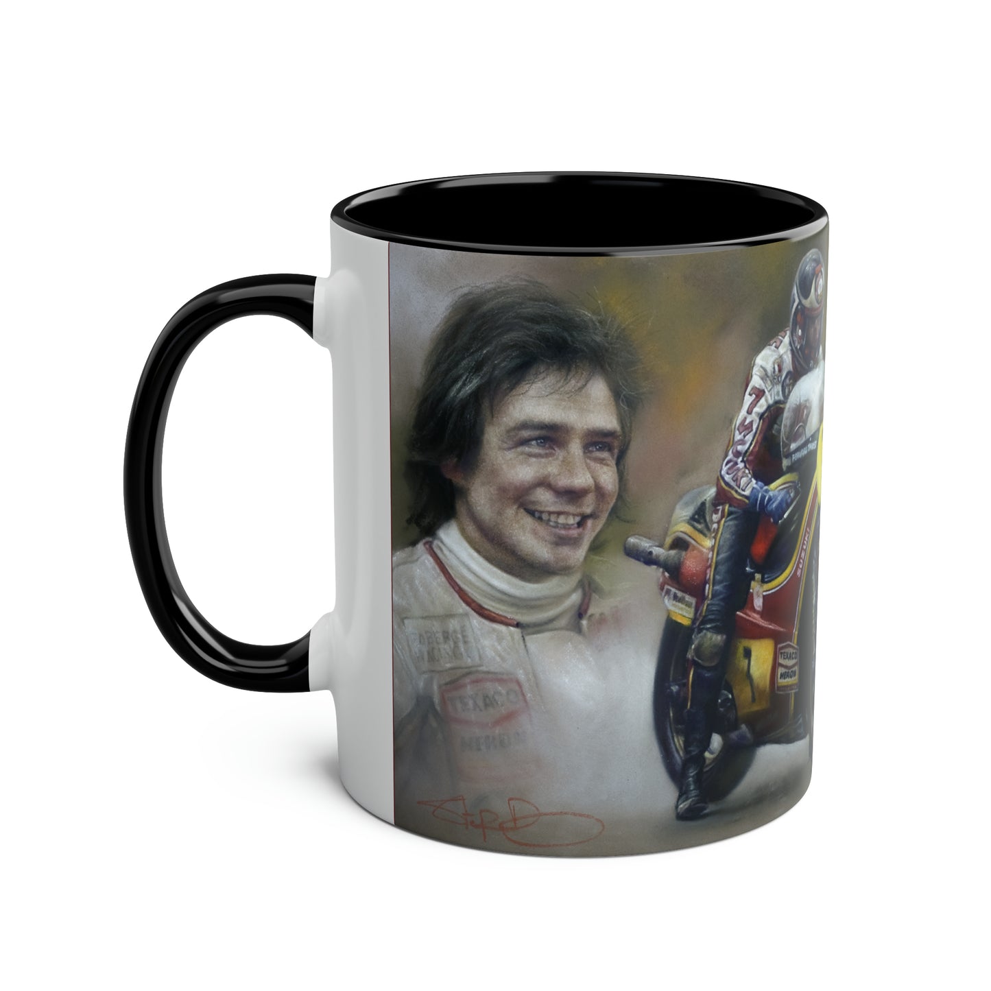 Barry Sheene. Action Stations - Two-Tone Coffee Mug, 11oz