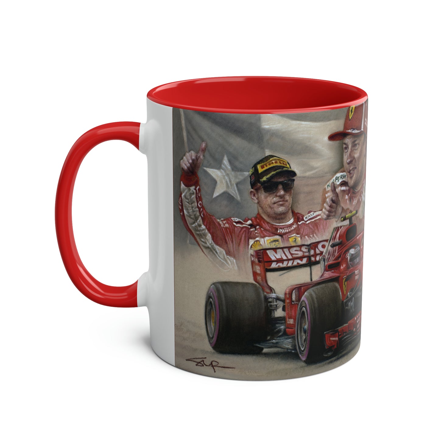 Kimi Raikkonen. Victory in Texas 2018 - Two-Tone Coffee Mug, 11oz
