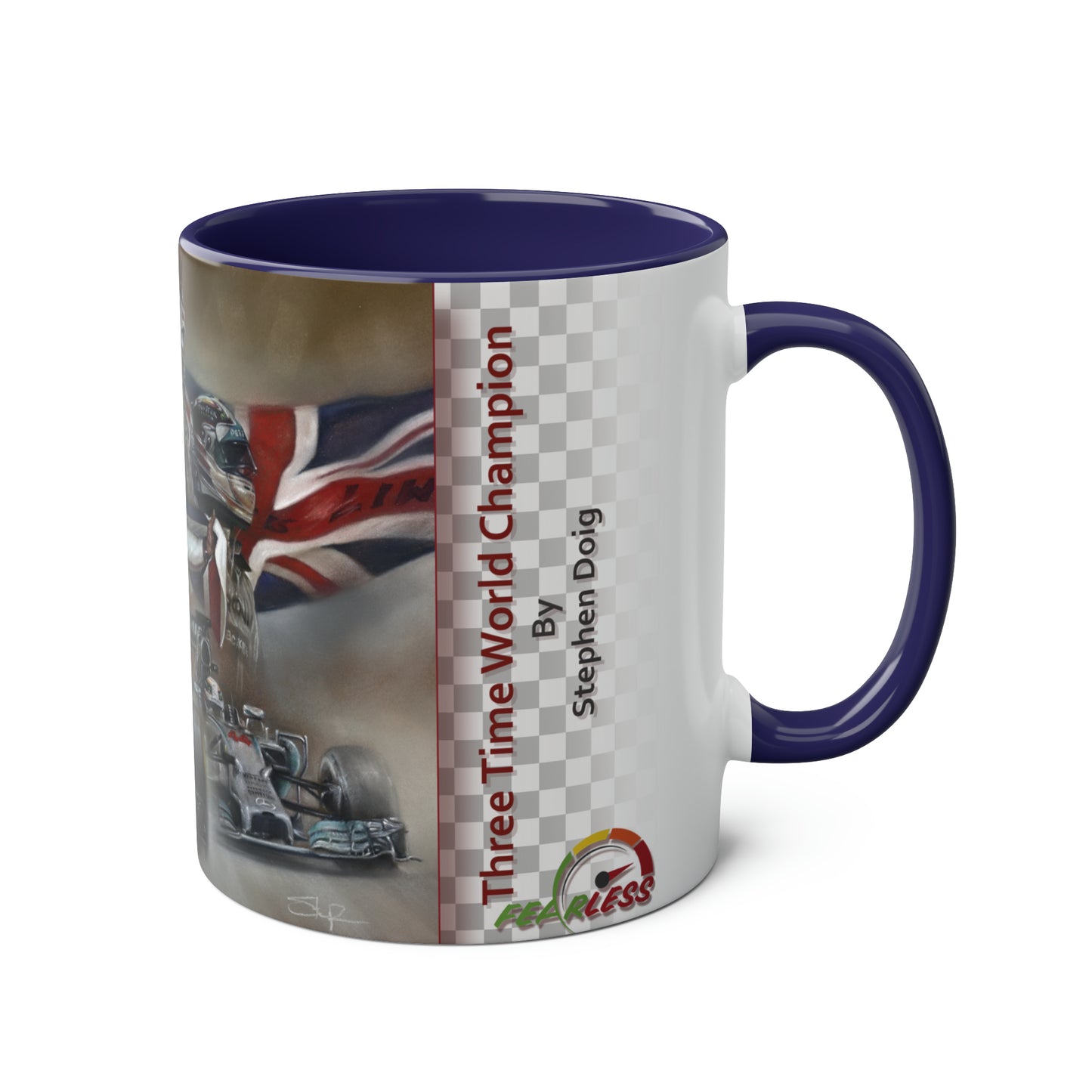 Lewis Hamilton. Three Time World Champion - Two-Tone Coffee Mug, 11oz
