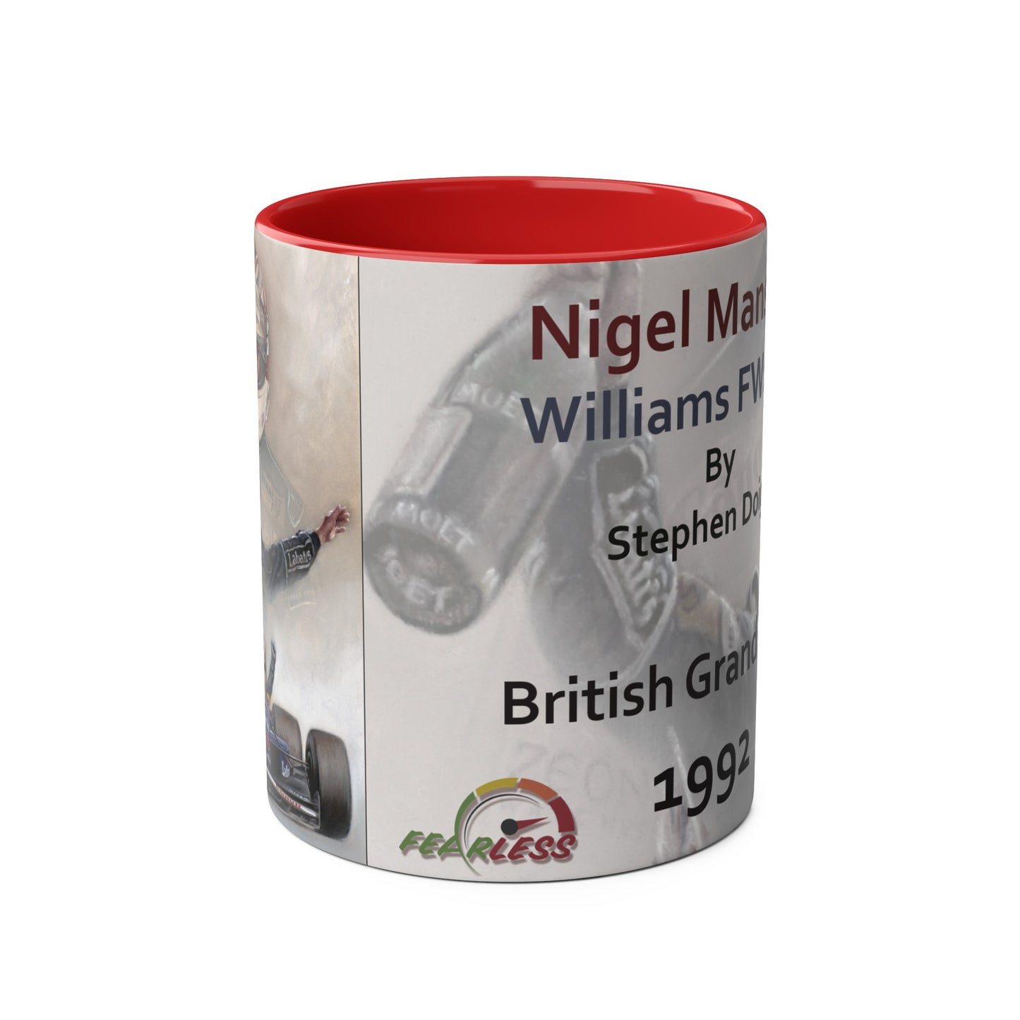 Nigel Mansell. British Grand Prix 1992 - Two-Tone Coffee Mug, 11oz