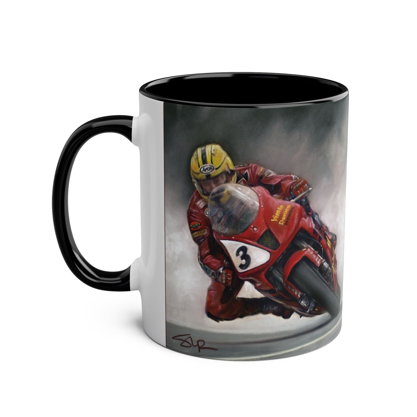 Joey Dunlop TT Legend Two-Tone 11oz Coffee Mug by Stephen Doig.