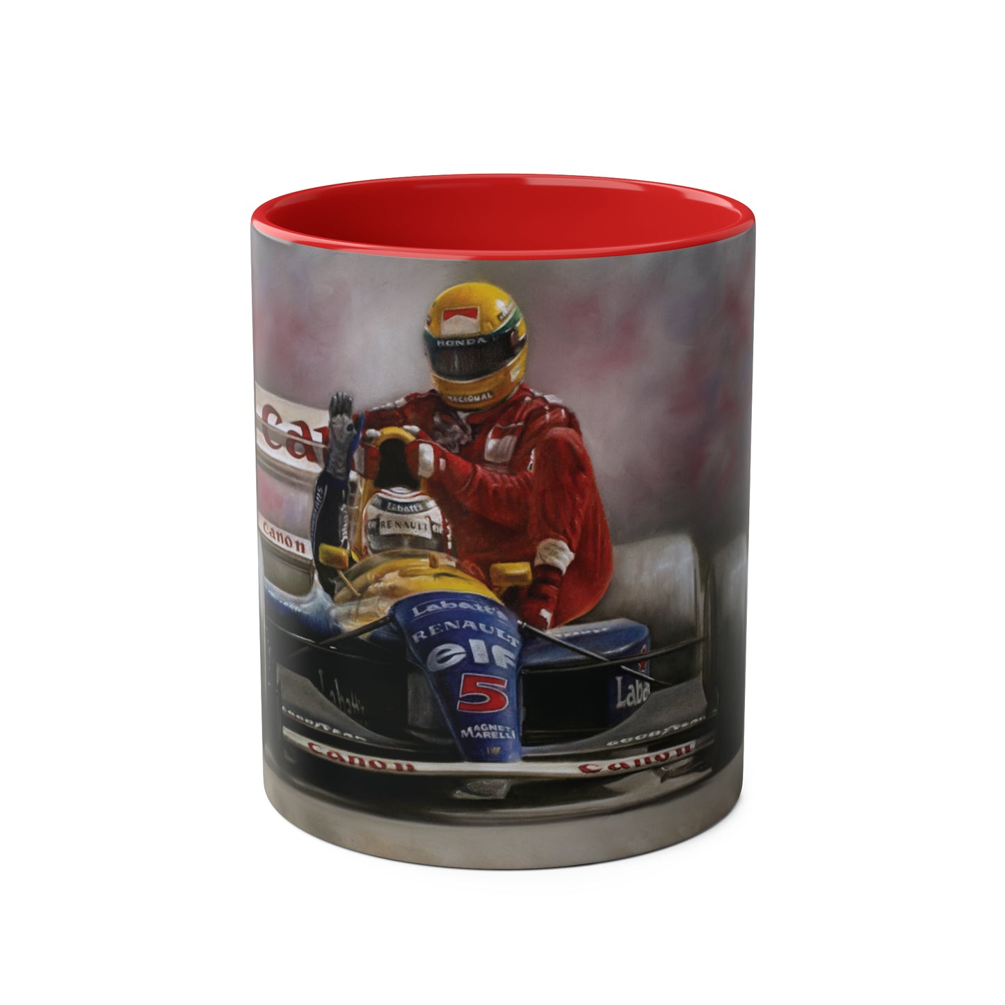 Mansell & Senna. Silverstone 1991 - Two-Tone Coffee Mug, 11oz