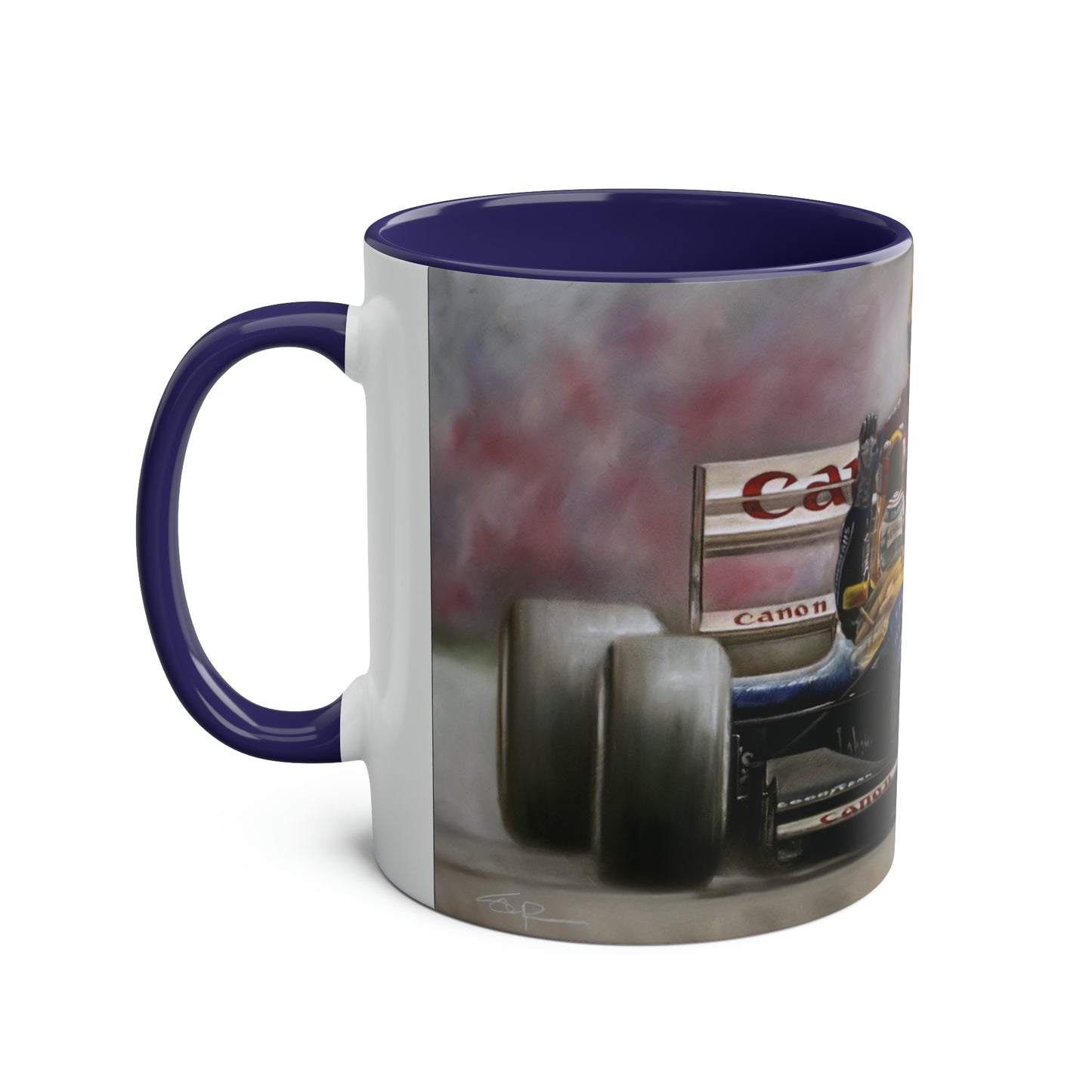 Mansell & Senna. Silverstone 1991 - Two-Tone Coffee Mug, 11oz