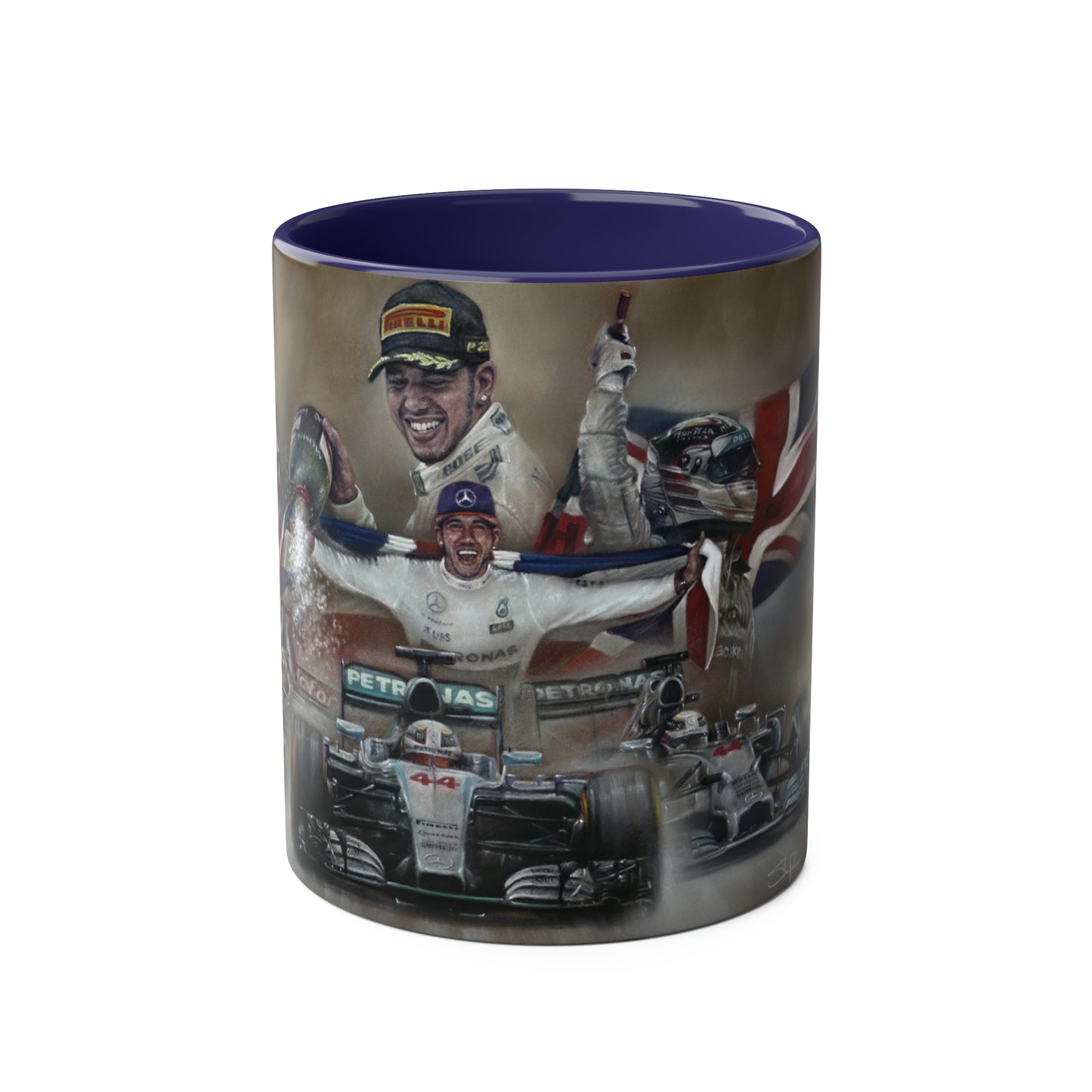 Lewis Hamilton. Three Time World Champion - Two-Tone Coffee Mug, 11oz