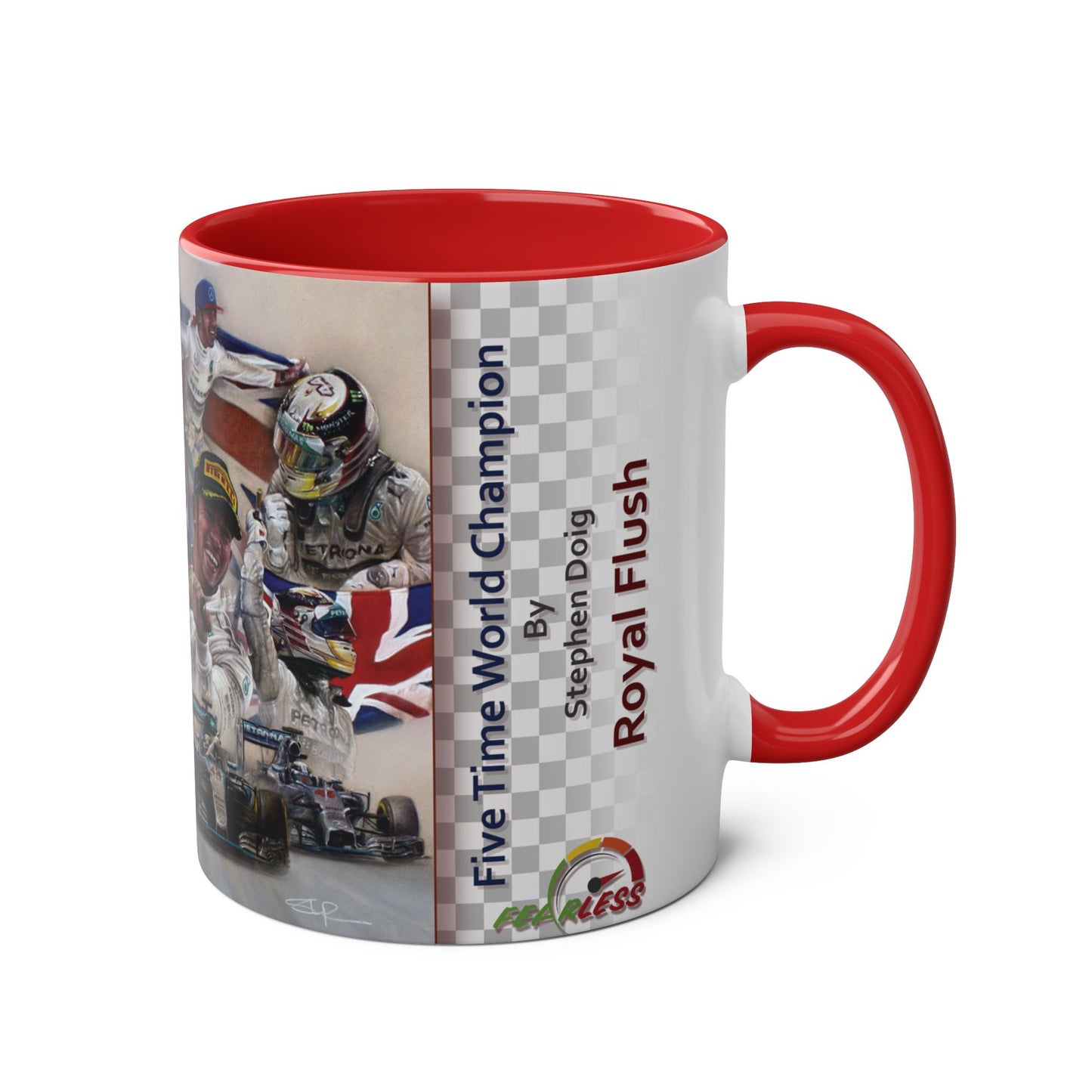 Lewis Hamilton. Five Time World Champion - Two-Tone Coffee Mug, 11oz