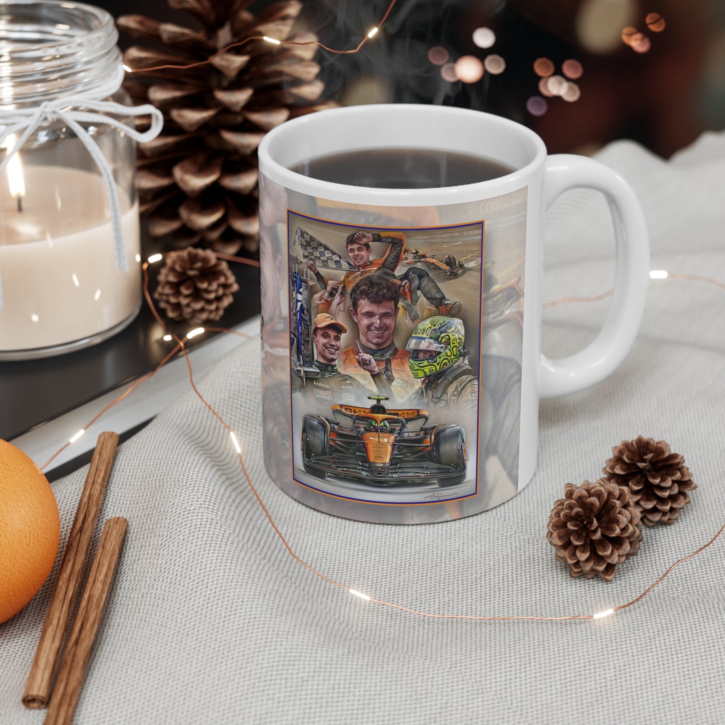 Lando Norris Maiden Victory Personalisable Celebration Coffee Mug by Stephen Doig