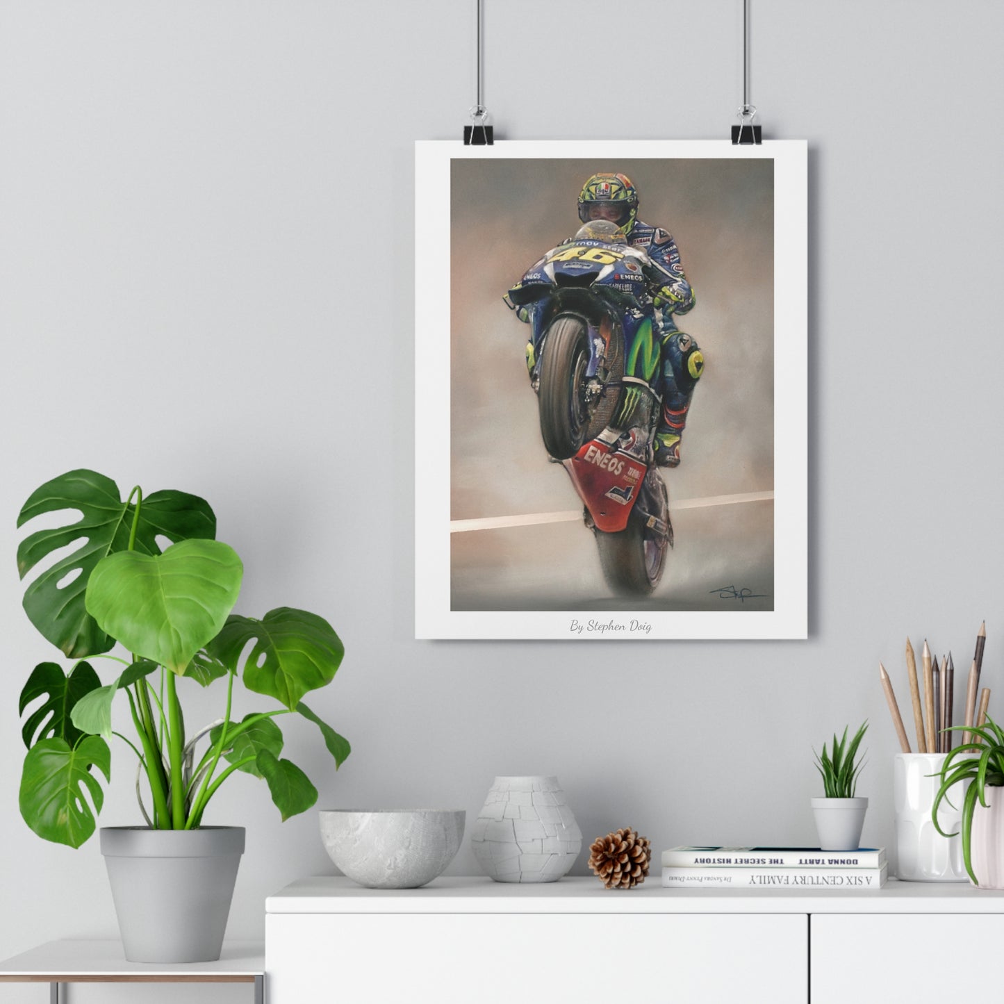 Valentino Rossi. The People's Champion. 28 x 35cm Fine Art Poster by Stephen Doig