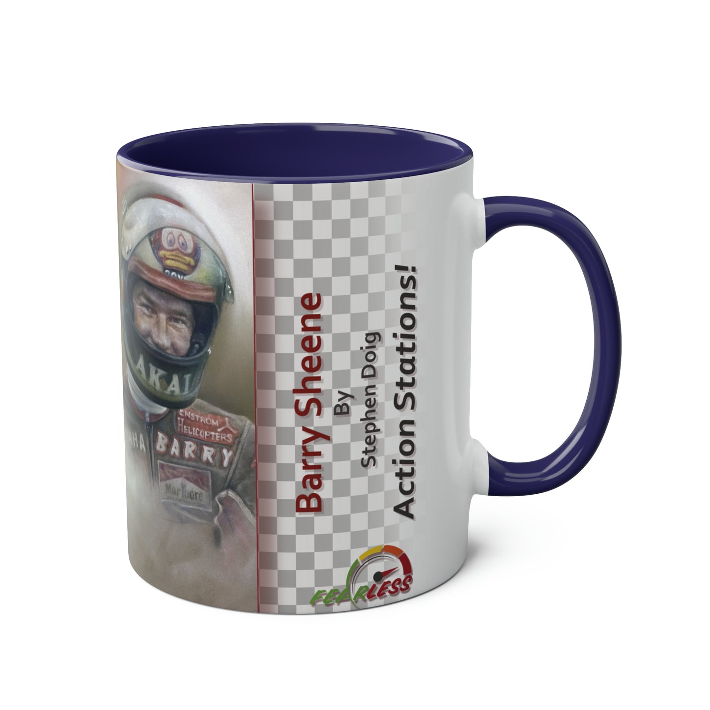 Barry Sheene. Action Stations - Two-Tone Coffee Mug, 11oz
