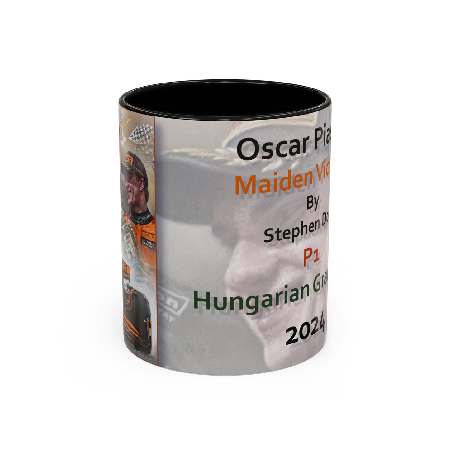 Oscar Piastri - Maiden Victory - Hungary 2024 Coffee Mug 11oz by Stephen Doig