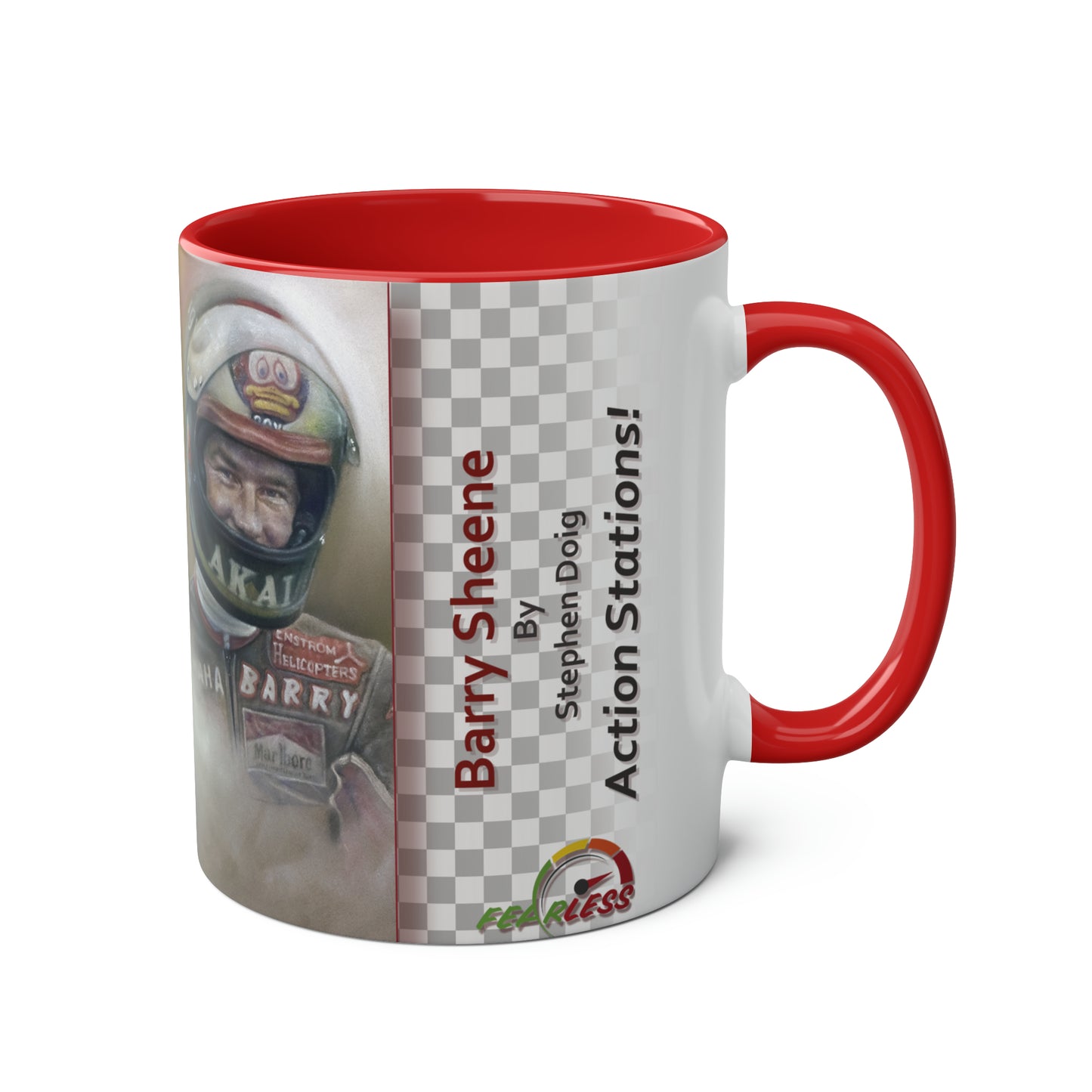 Barry Sheene. Action Stations - Two-Tone Coffee Mug, 11oz