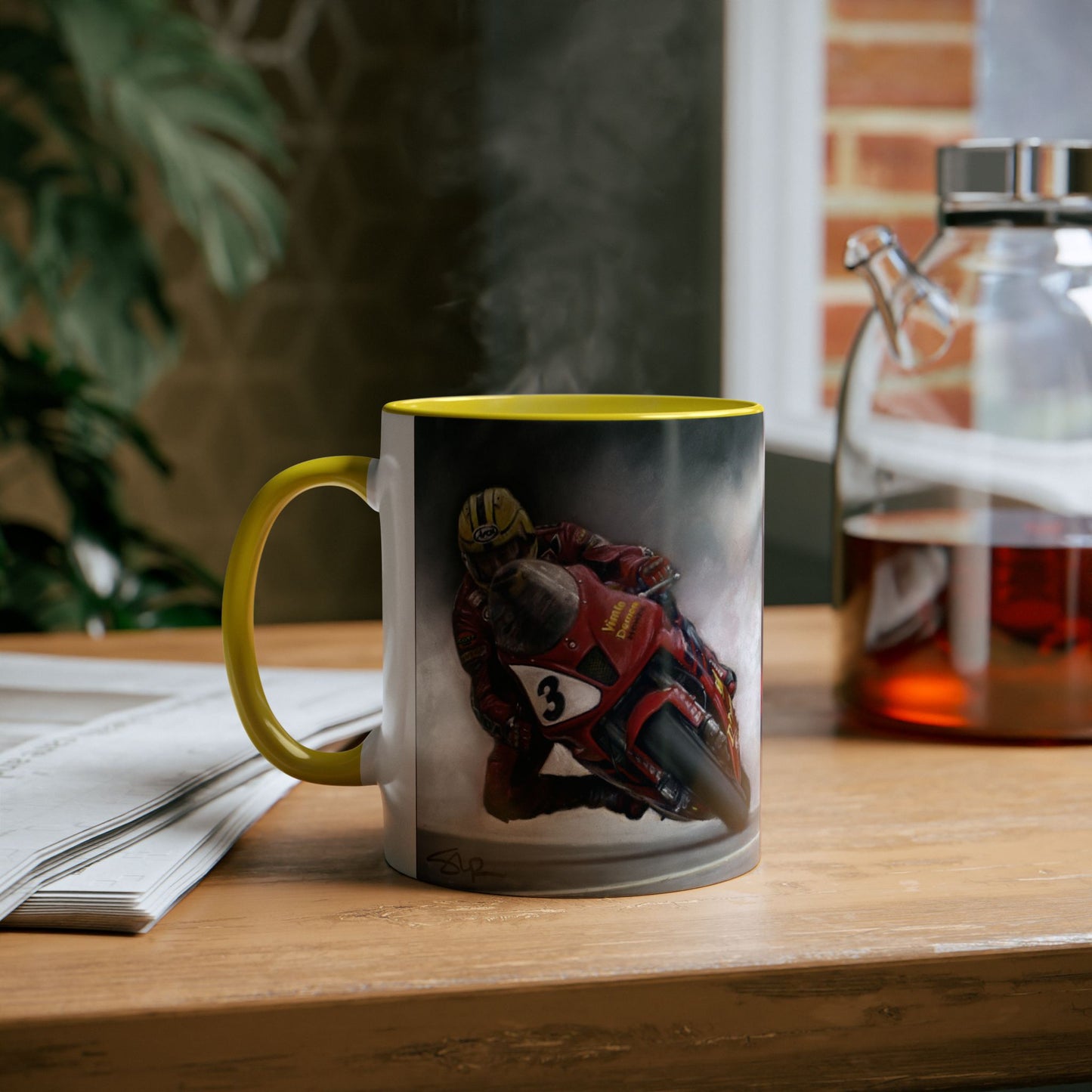 Joey Dunlop TT Legend Two-Tone 11oz Coffee Mug by Stephen Doig.
