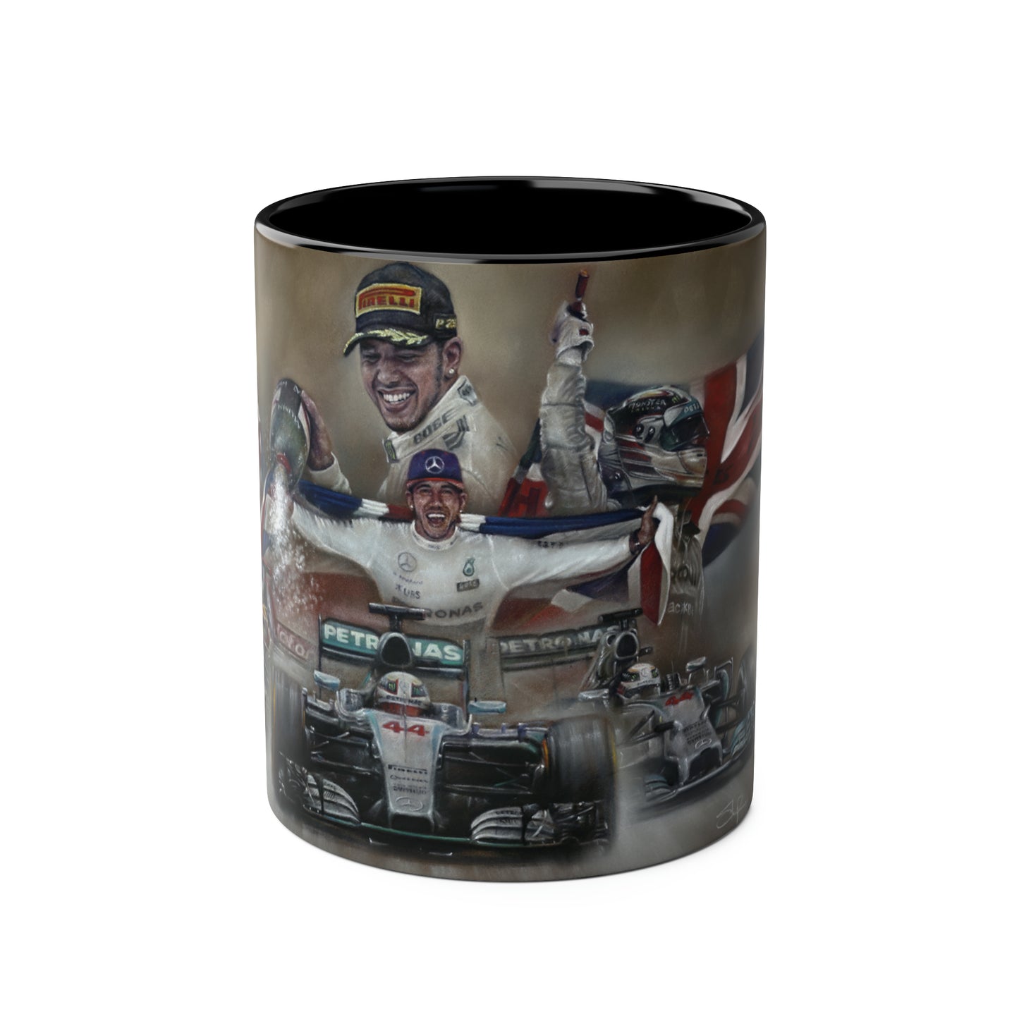 Lewis Hamilton. Three Time World Champion - Two-Tone Coffee Mug, 11oz