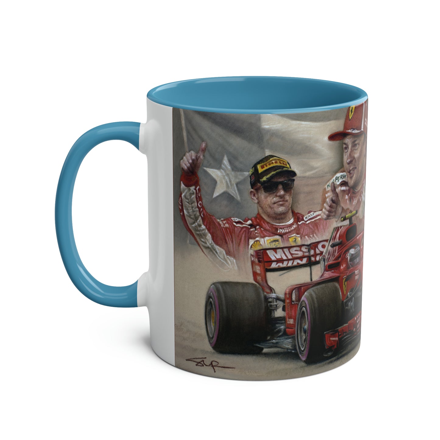 Kimi Raikkonen. Victory in Texas 2018 - Two-Tone Coffee Mug, 11oz