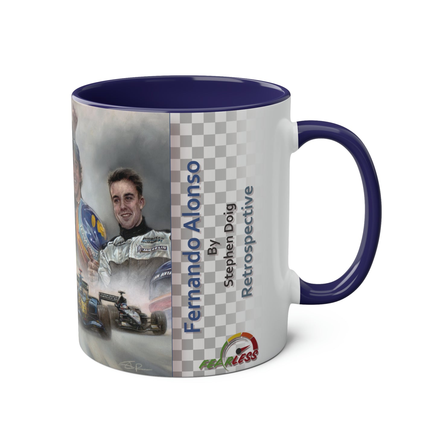 Fernando Alonso. Retrospective - Two-Tone Coffee Mug, 11oz