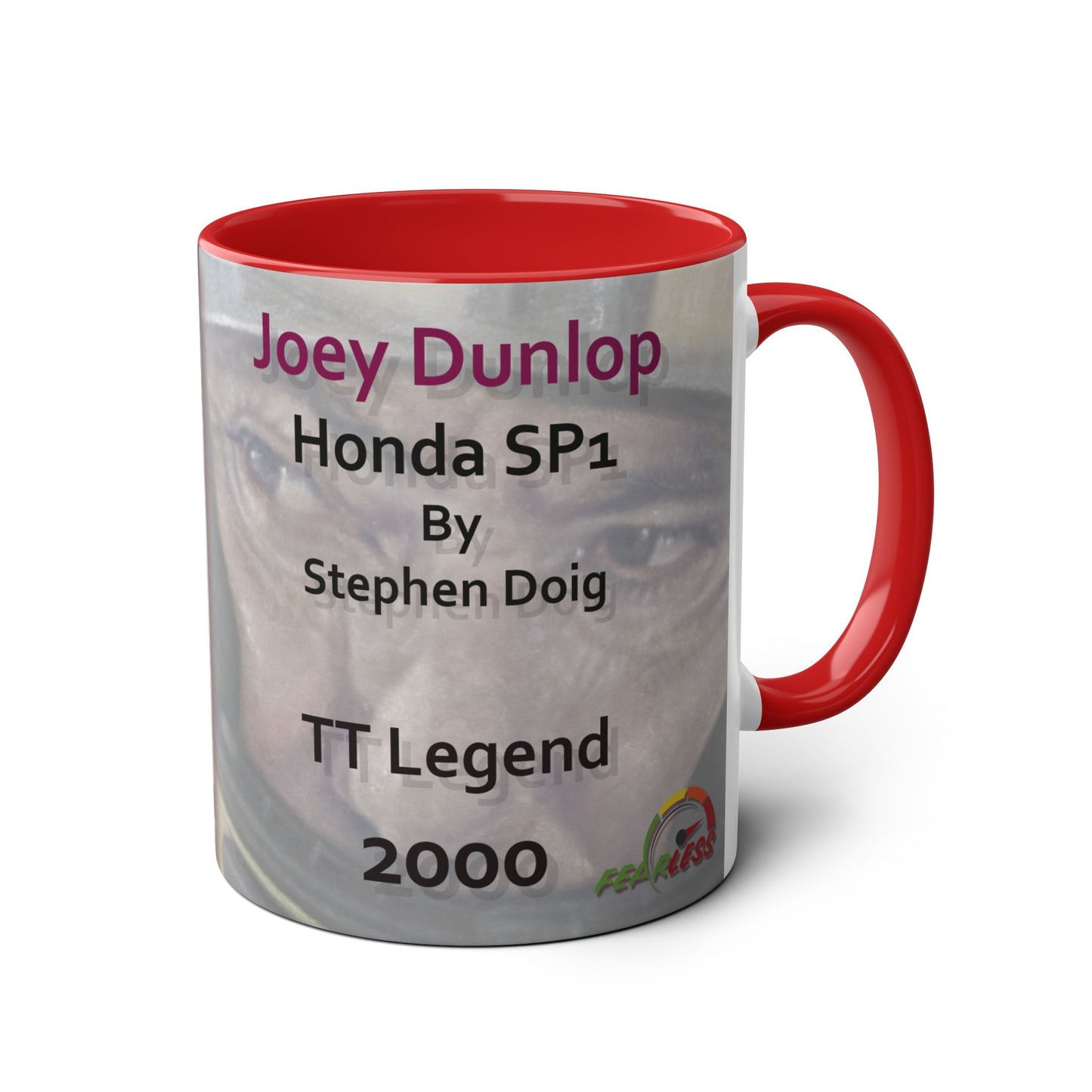 Joey Dunlop TT Legend Two-Tone 11oz Coffee Mug by Stephen Doig.