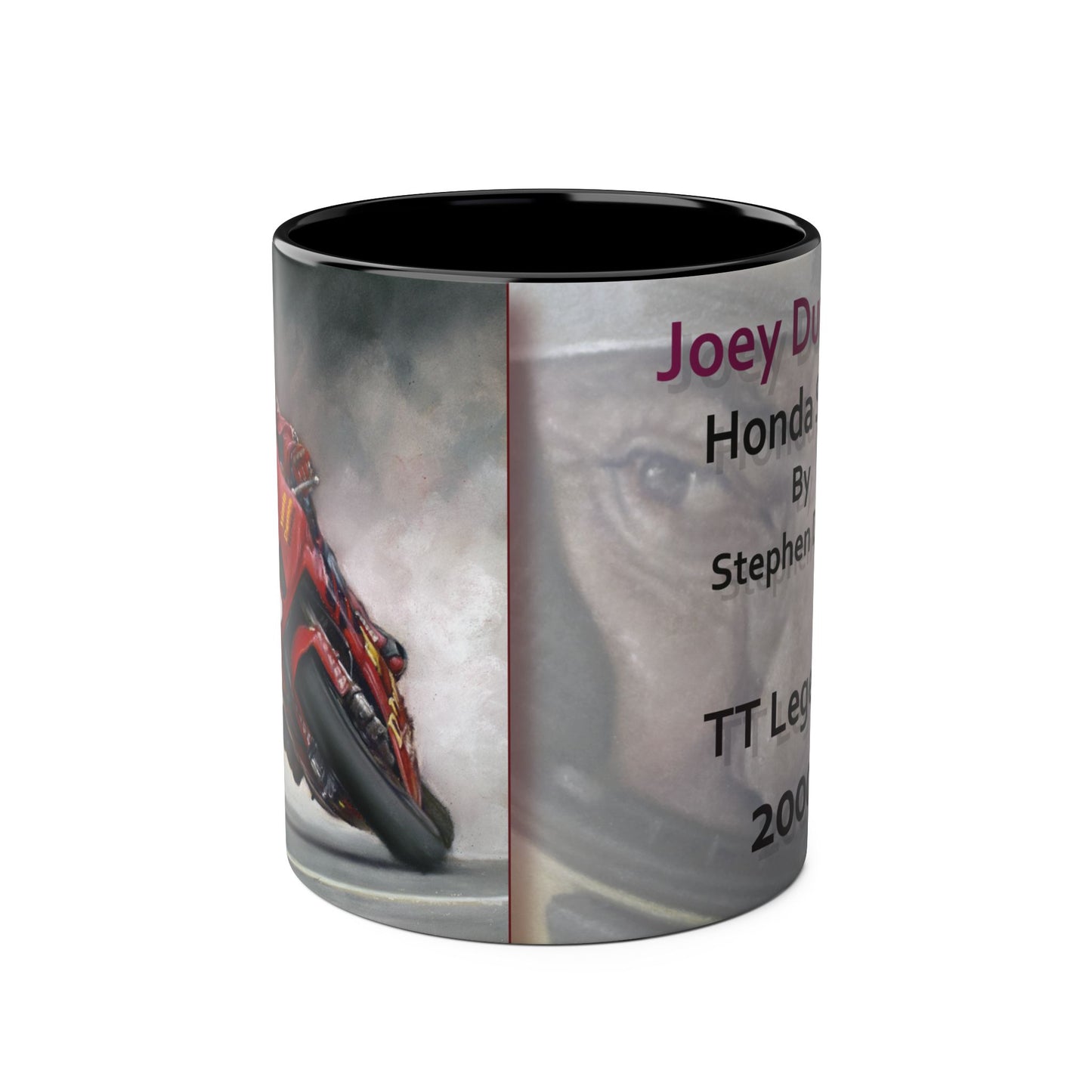Joey Dunlop TT Legend Two-Tone 11oz Coffee Mug by Stephen Doig.