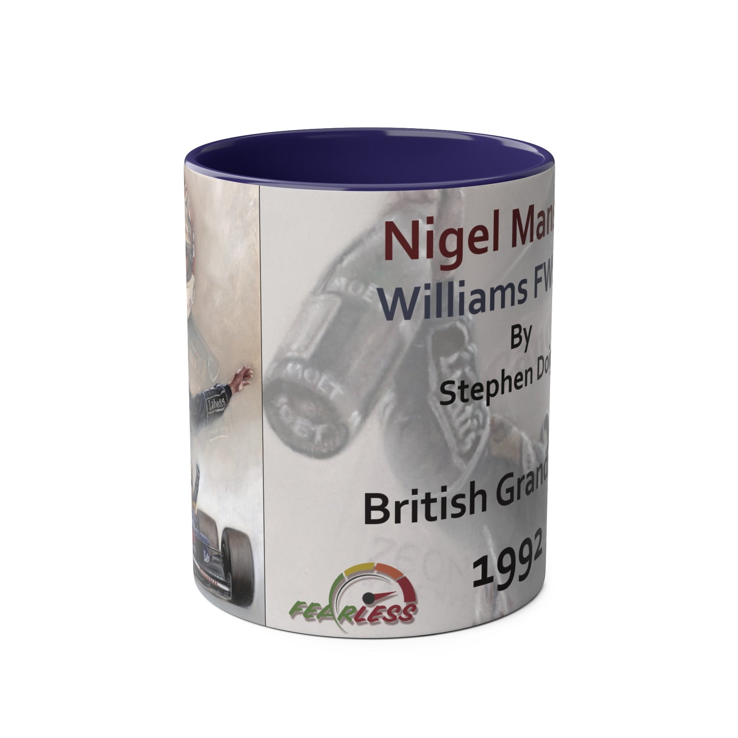 Nigel Mansell. British Grand Prix 1992 - Two-Tone Coffee Mug, 11oz