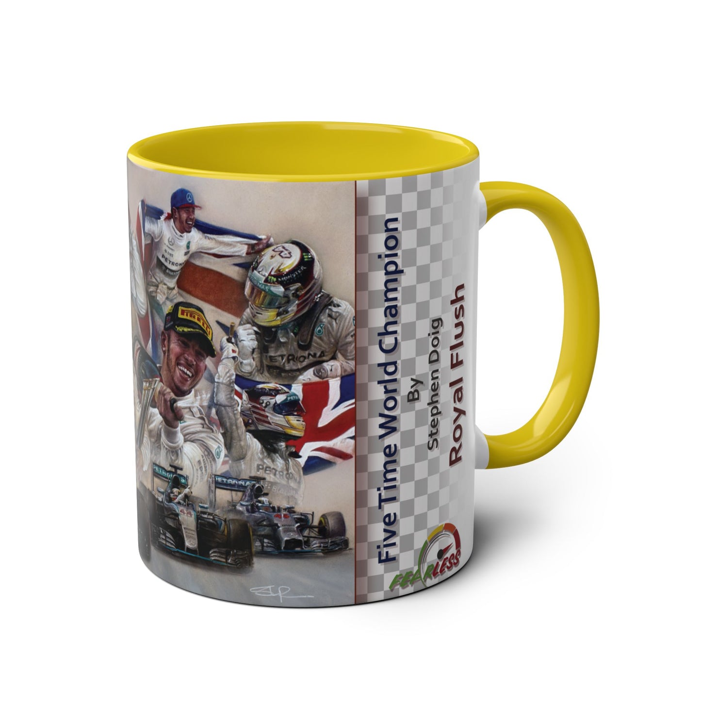 Lewis Hamilton. Five Time World Champion - Two-Tone Coffee Mug, 11oz