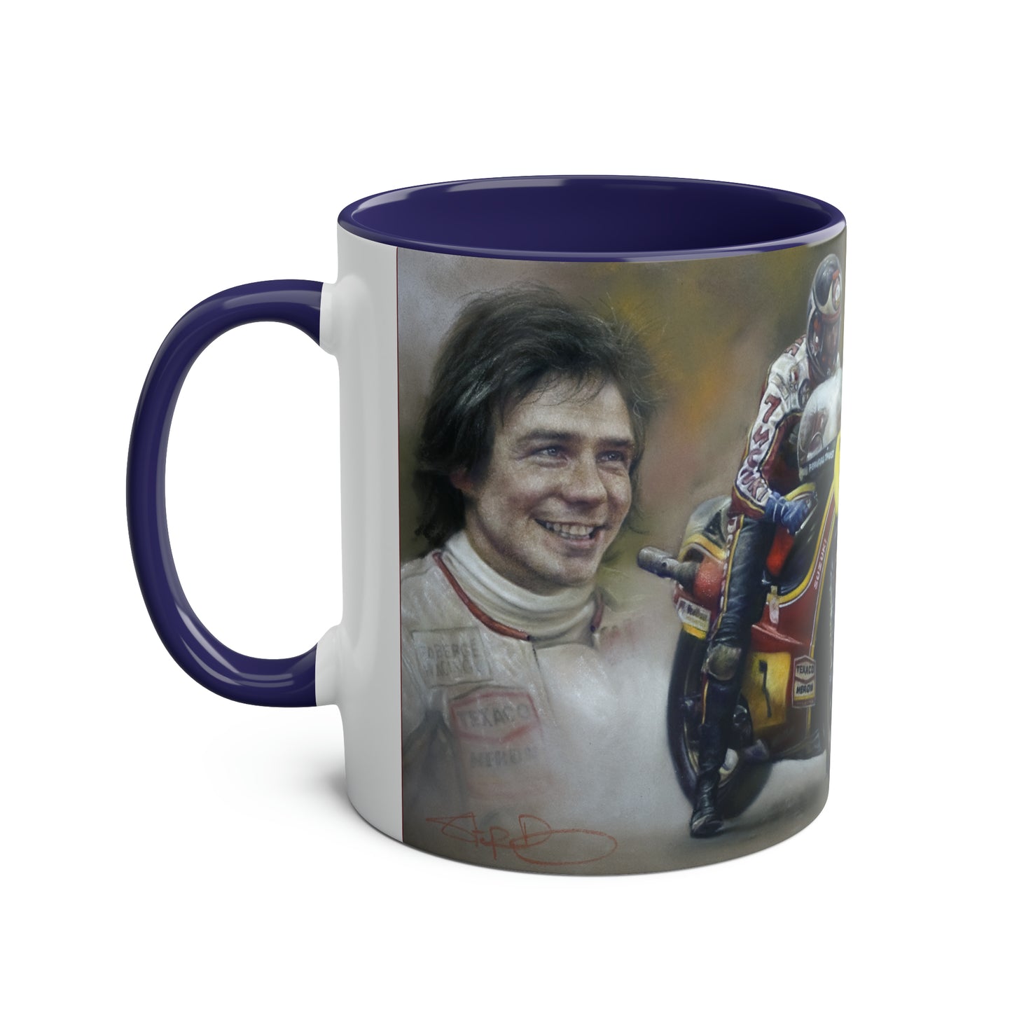 Barry Sheene. Action Stations - Two-Tone Coffee Mug, 11oz