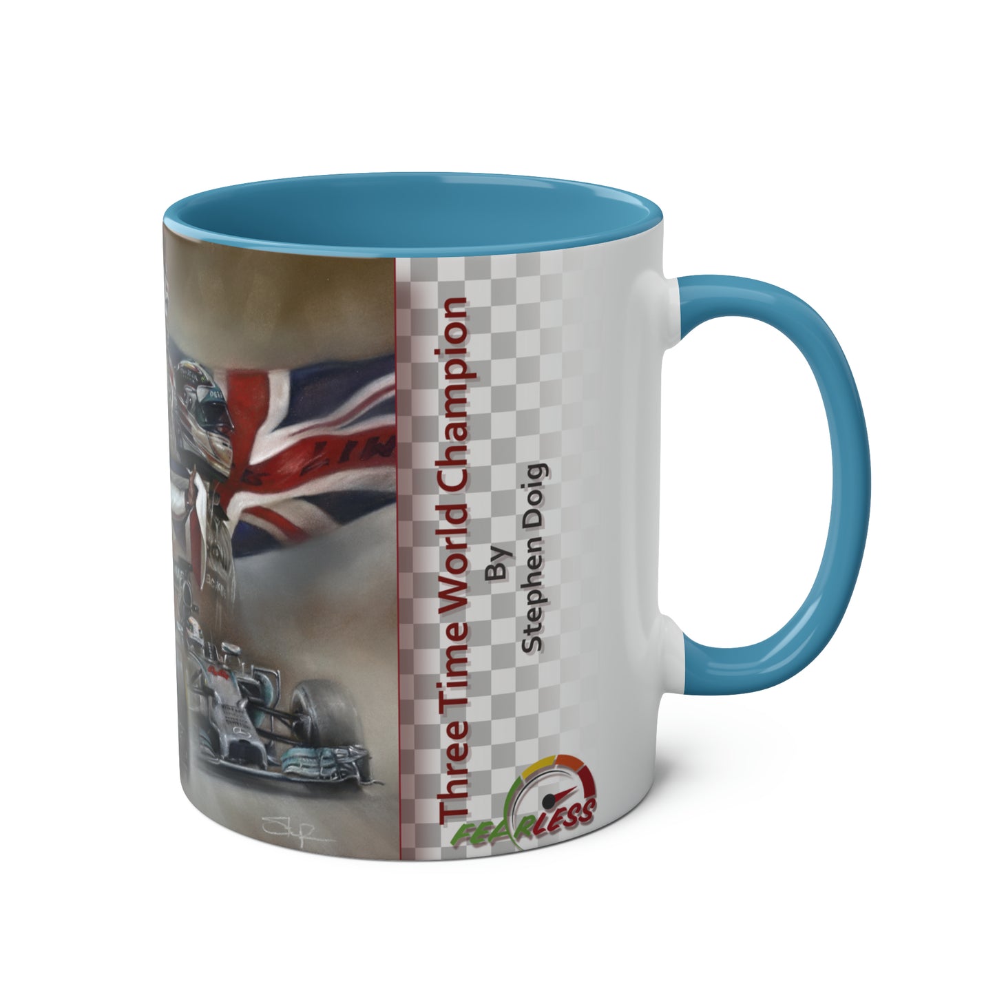 Lewis Hamilton. Three Time World Champion - Two-Tone Coffee Mug, 11oz
