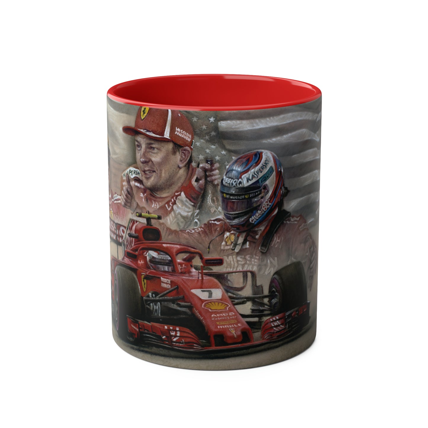 Kimi Raikkonen. Victory in Texas 2018 - Two-Tone Coffee Mug, 11oz