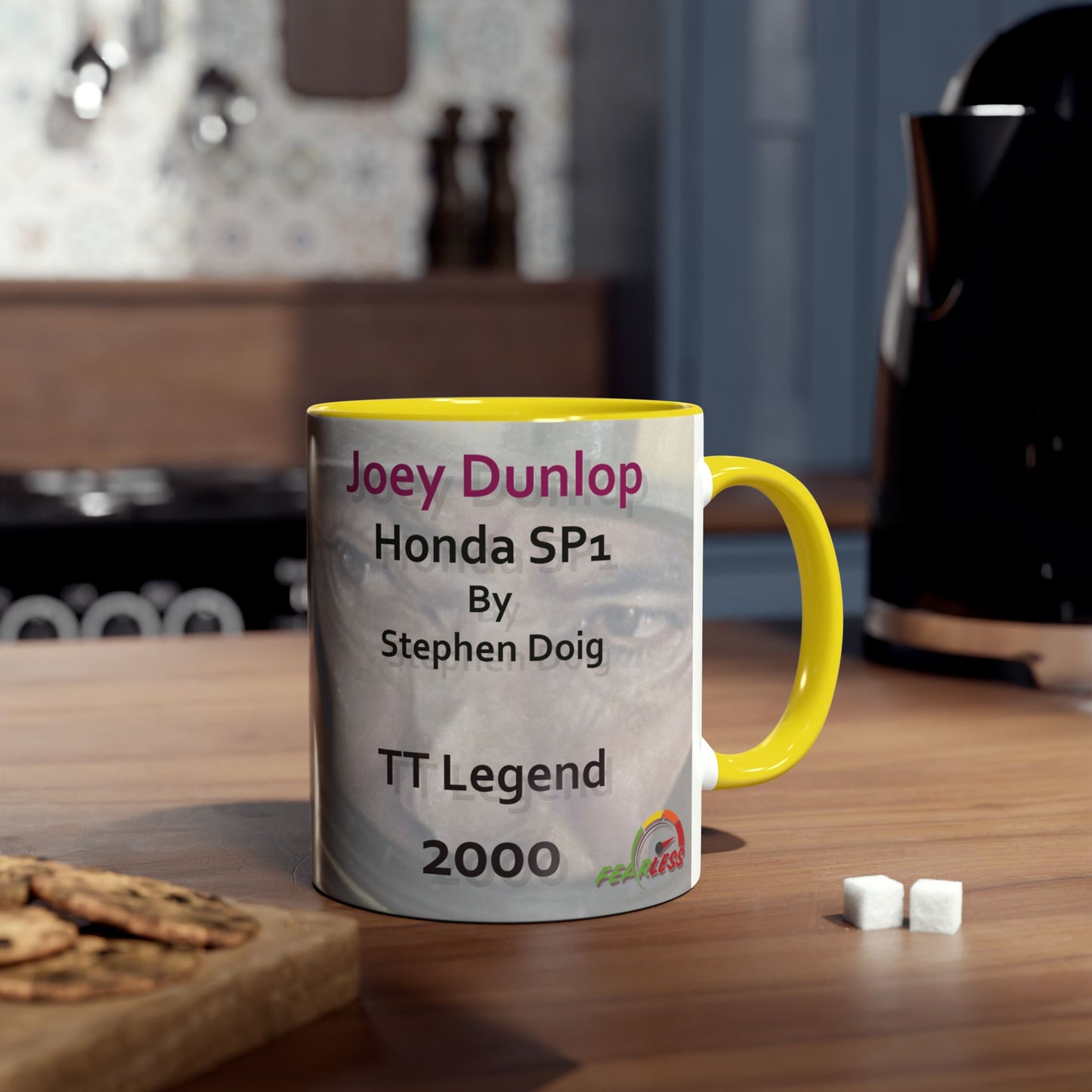 Joey Dunlop TT Legend Two-Tone 11oz Coffee Mug by Stephen Doig.