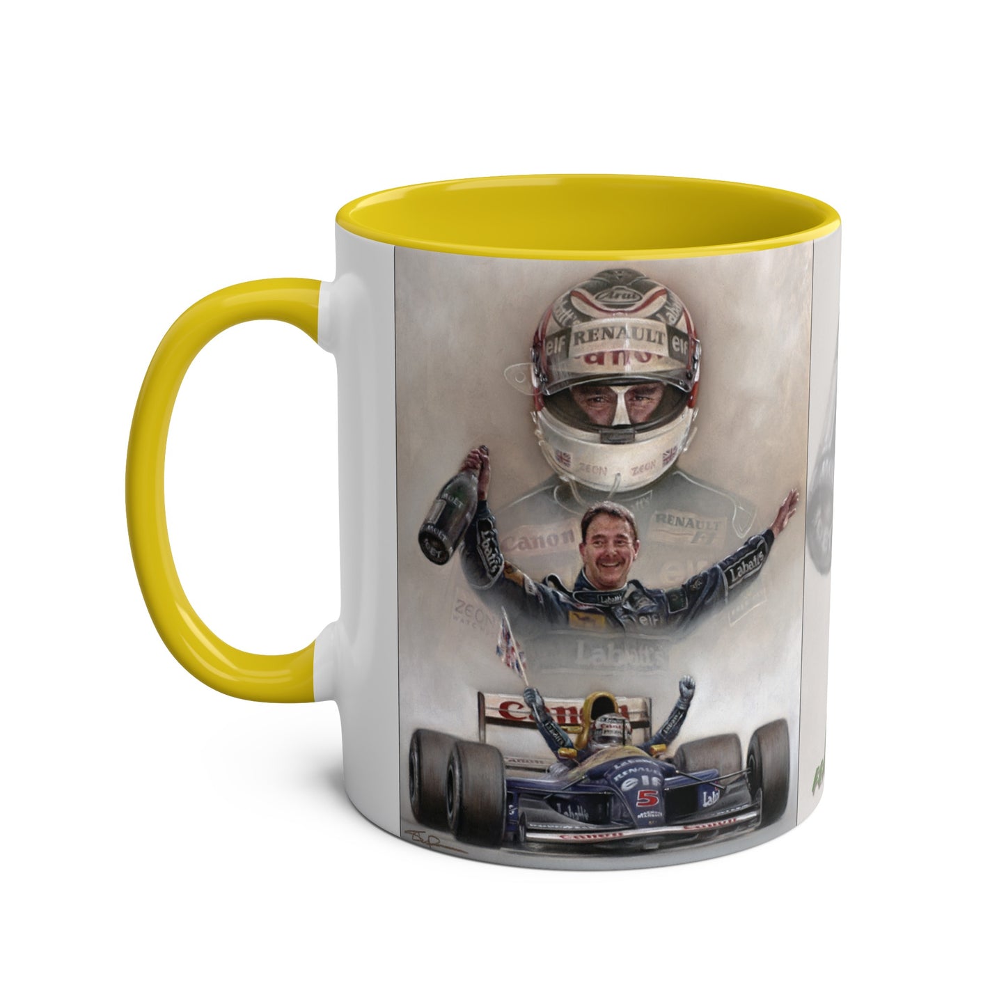 Nigel Mansell. British Grand Prix 1992 - Two-Tone Coffee Mug, 11oz