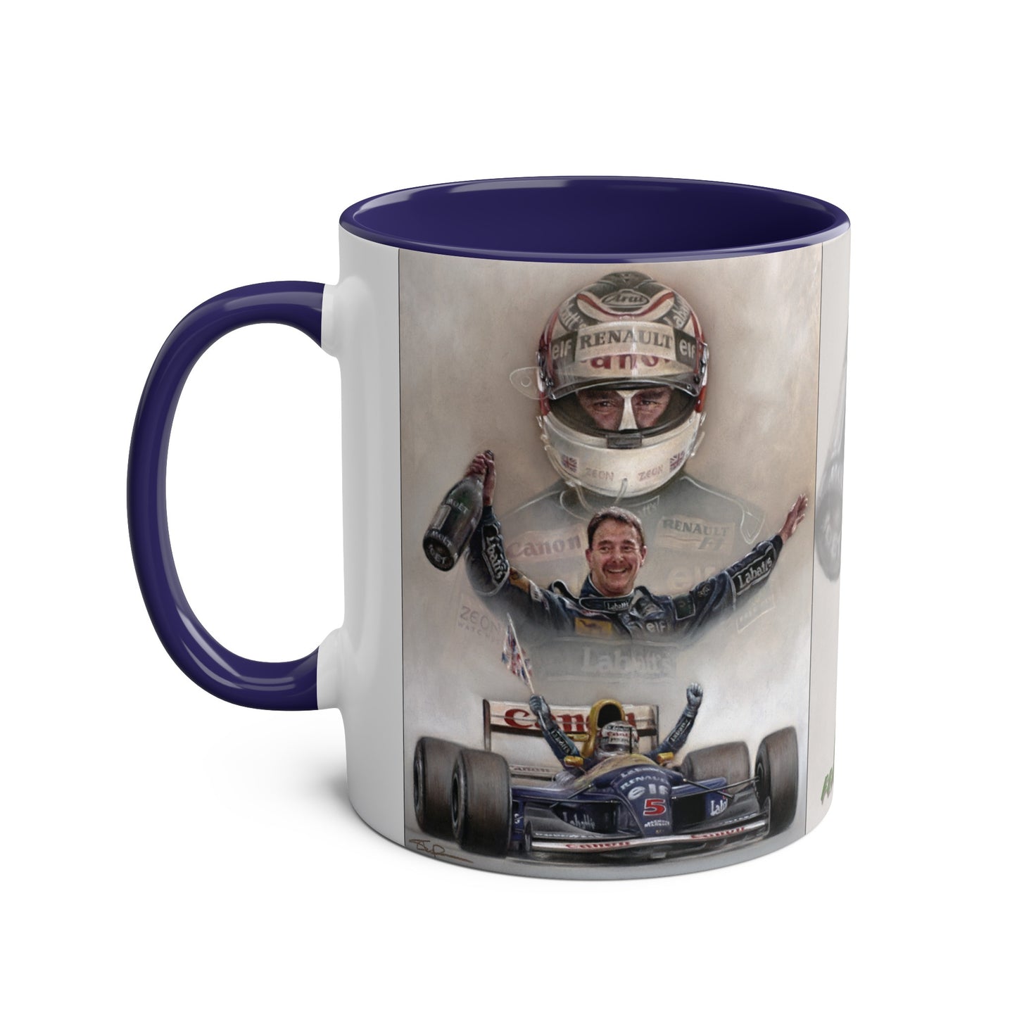 Nigel Mansell. British Grand Prix 1992 - Two-Tone Coffee Mug, 11oz