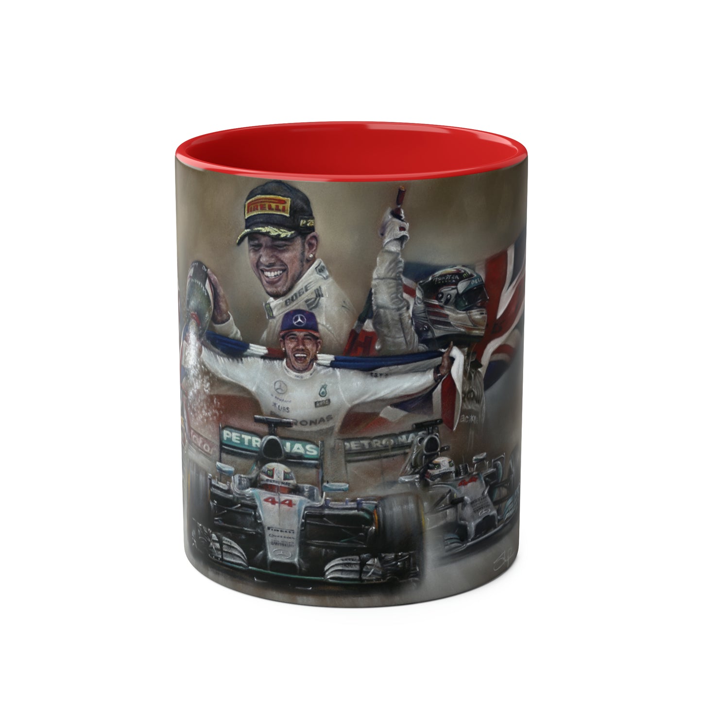 Lewis Hamilton. Three Time World Champion - Two-Tone Coffee Mug, 11oz