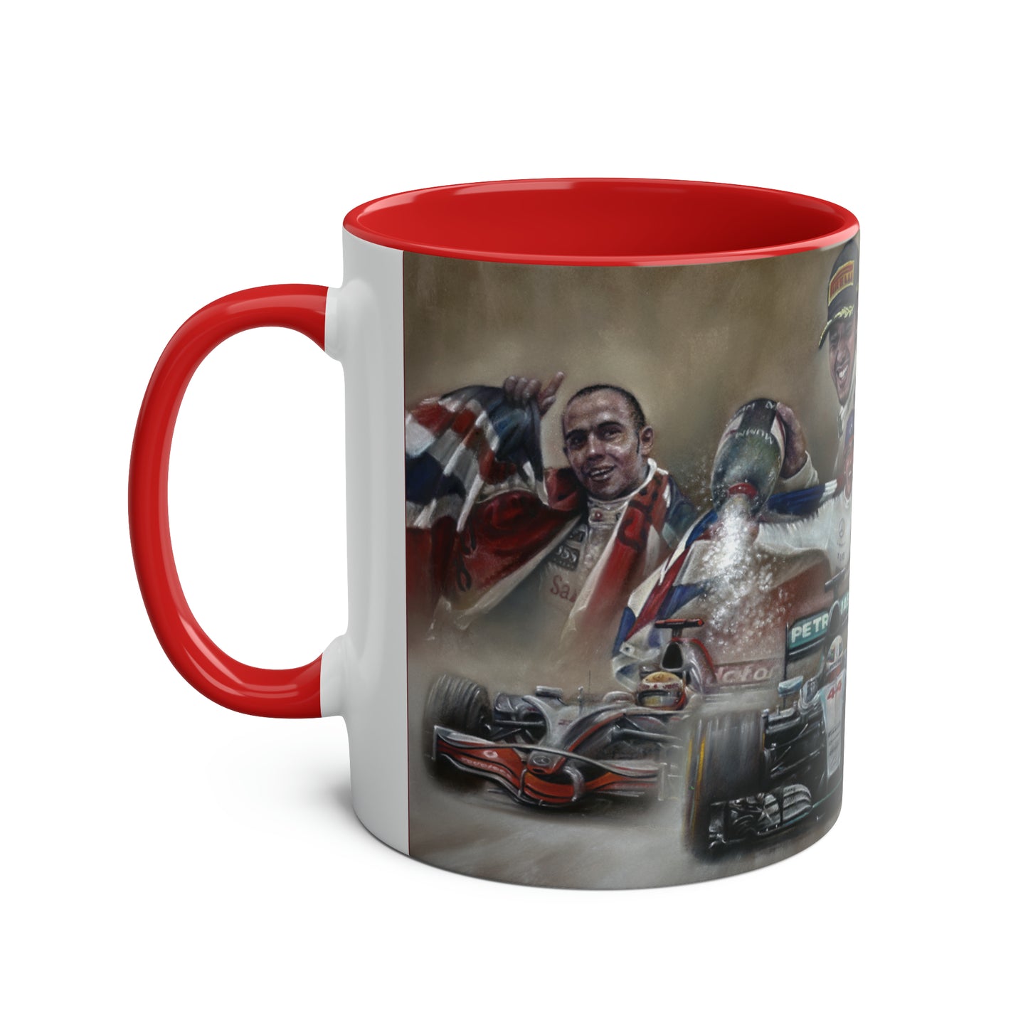 Lewis Hamilton. Three Time World Champion - Two-Tone Coffee Mug, 11oz