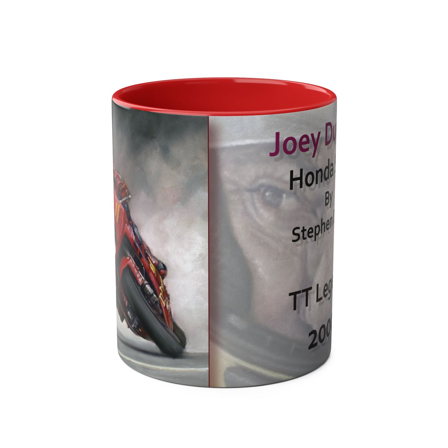 Joey Dunlop TT Legend Two-Tone 11oz Coffee Mug by Stephen Doig.