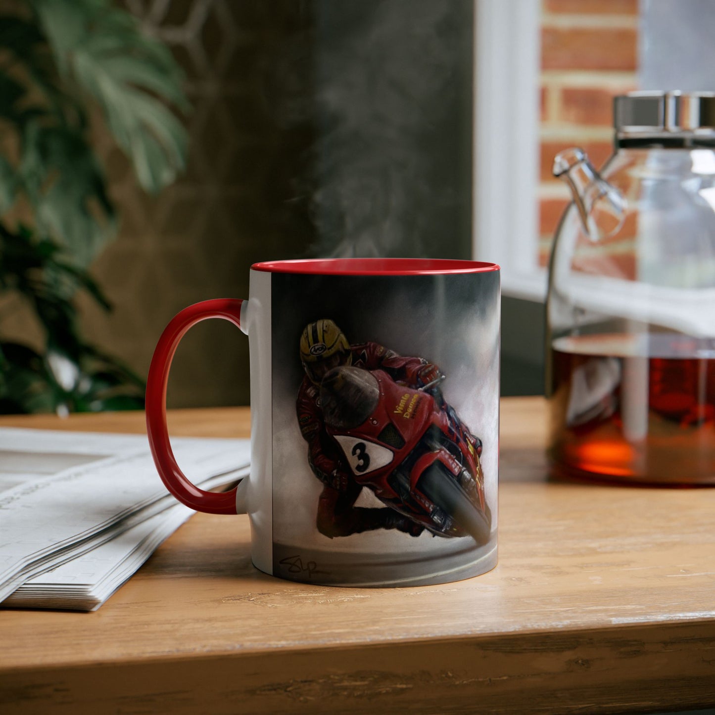 Joey Dunlop TT Legend Two-Tone 11oz Coffee Mug by Stephen Doig.
