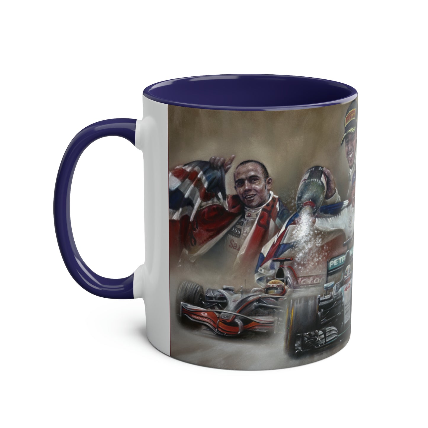 Lewis Hamilton. Three Time World Champion - Two-Tone Coffee Mug, 11oz