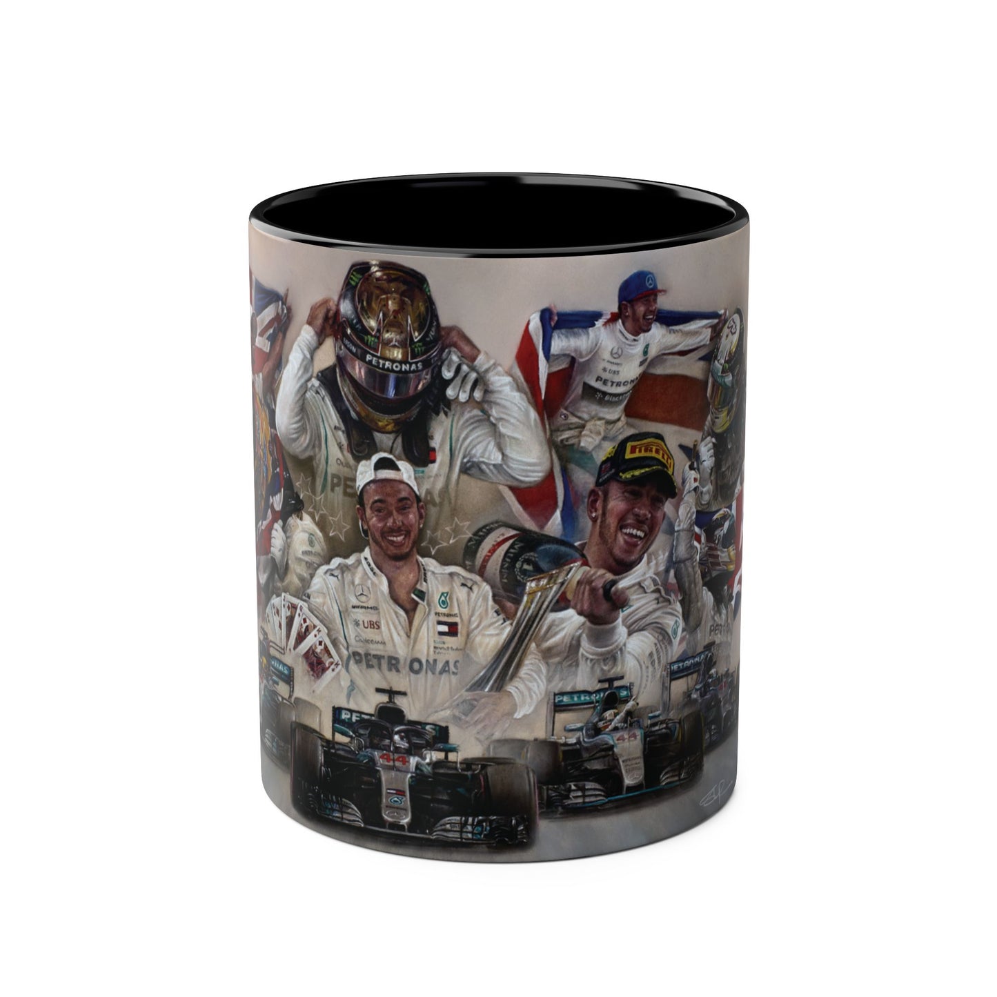 Lewis Hamilton. Five Time World Champion - Two-Tone Coffee Mug, 11oz