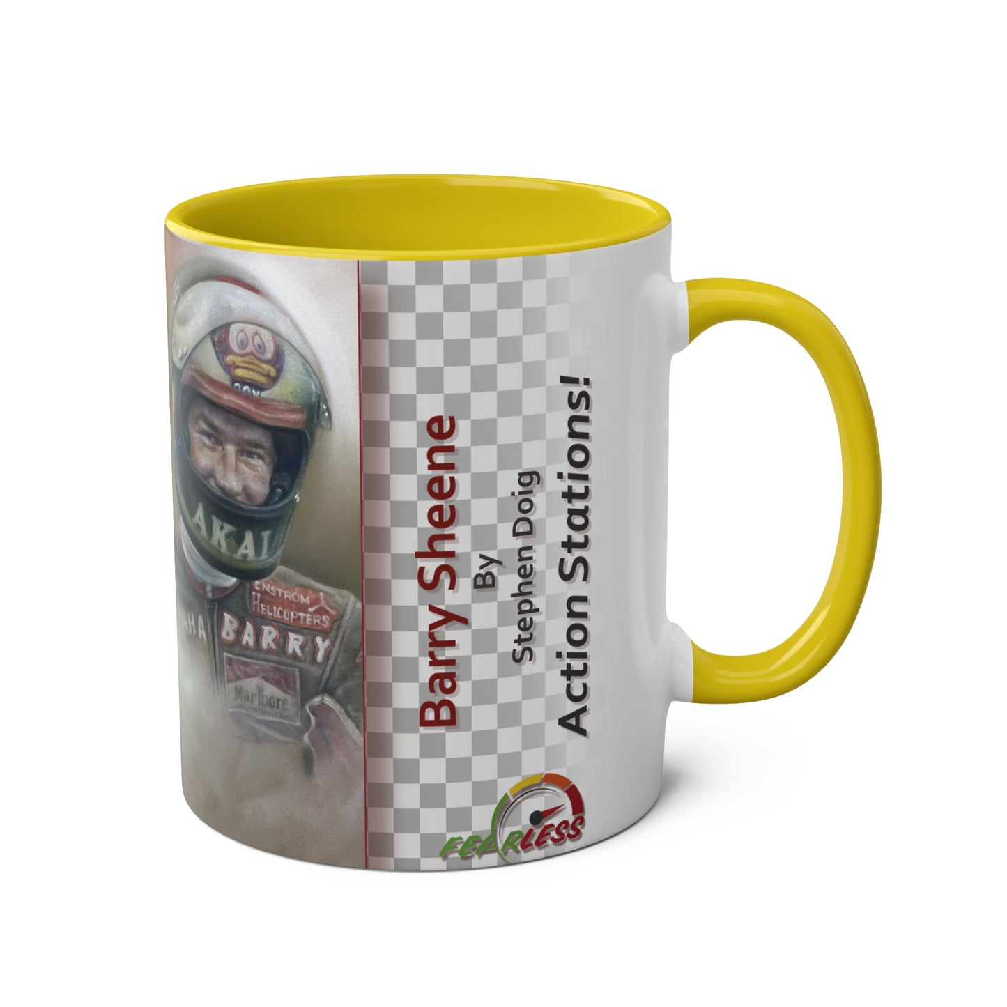 Barry Sheene. Action Stations - Two-Tone Coffee Mug, 11oz