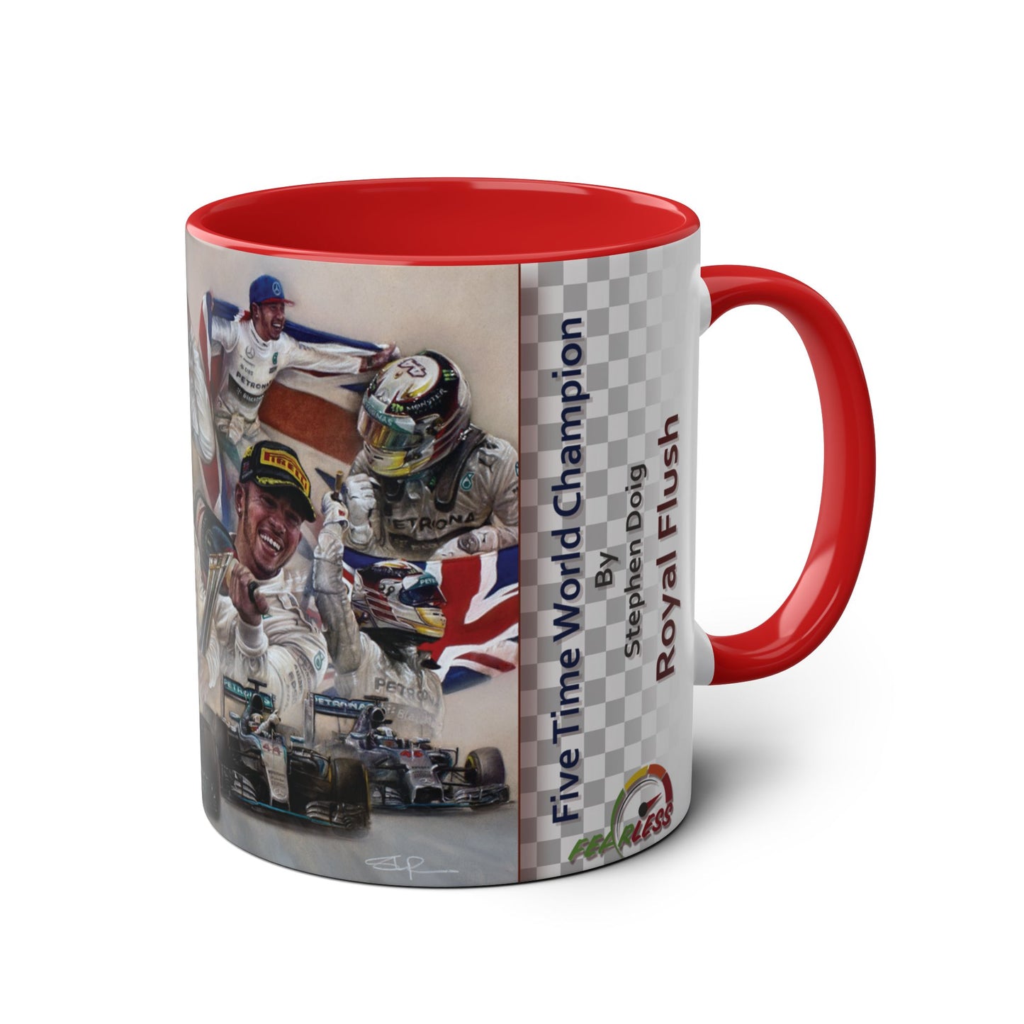 Lewis Hamilton. Five Time World Champion - Two-Tone Coffee Mug, 11oz