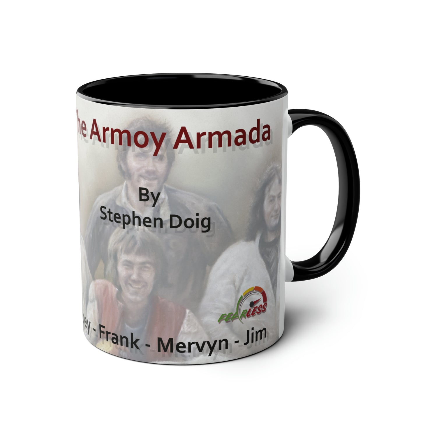 The Armoy Armada. Joey, Frank. Mervyn, Jim - Two-Tone Coffee Mug, 11oz