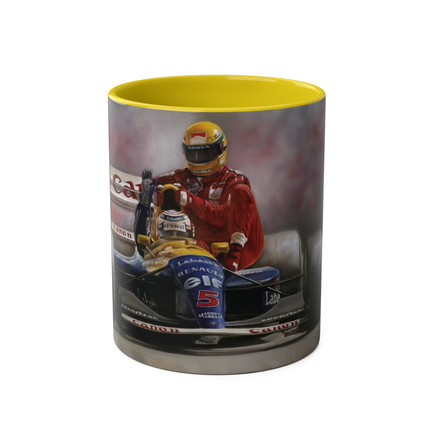 Mansell & Senna. Silverstone 1991 - Two-Tone Coffee Mug, 11oz