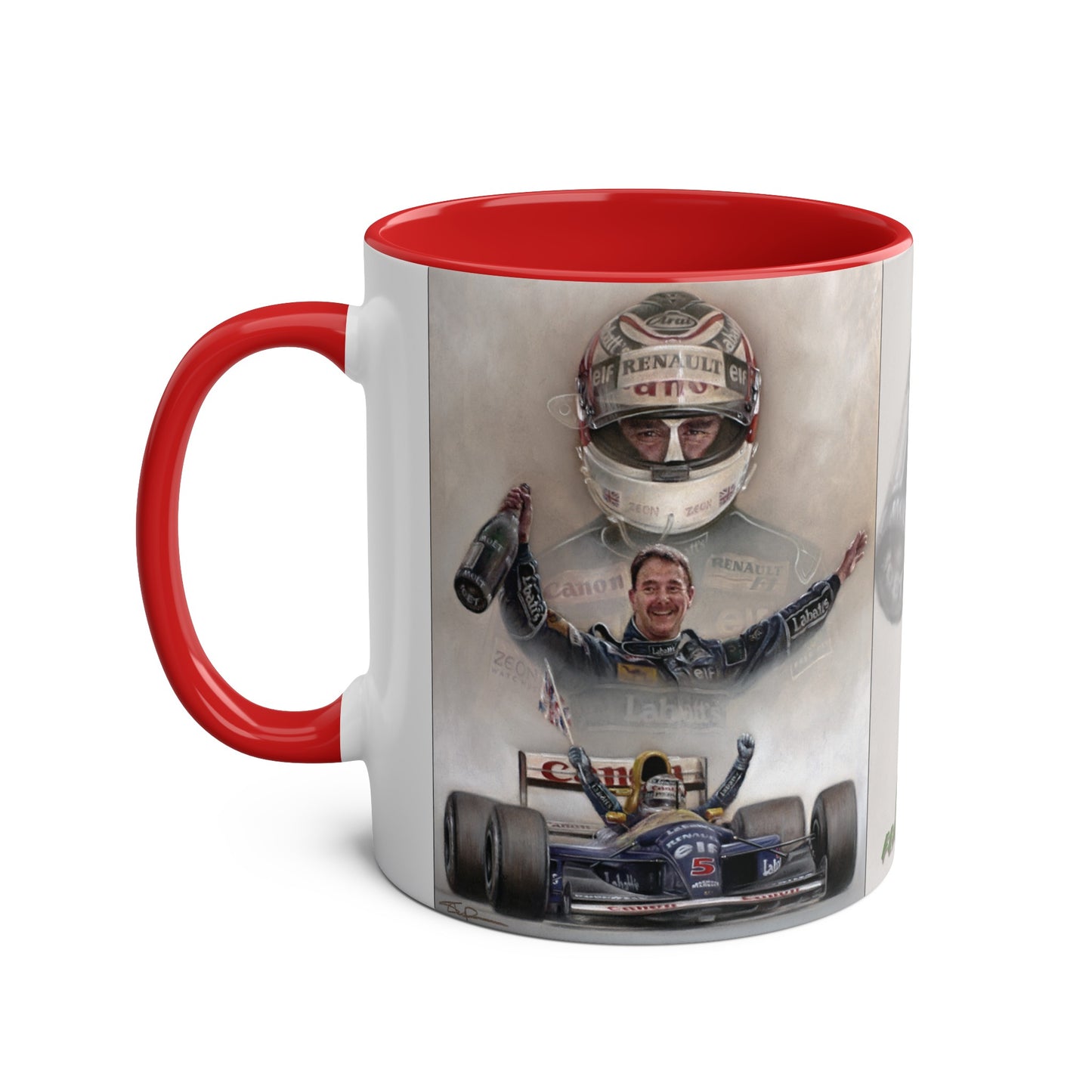 Nigel Mansell. British Grand Prix 1992 - Two-Tone Coffee Mug, 11oz