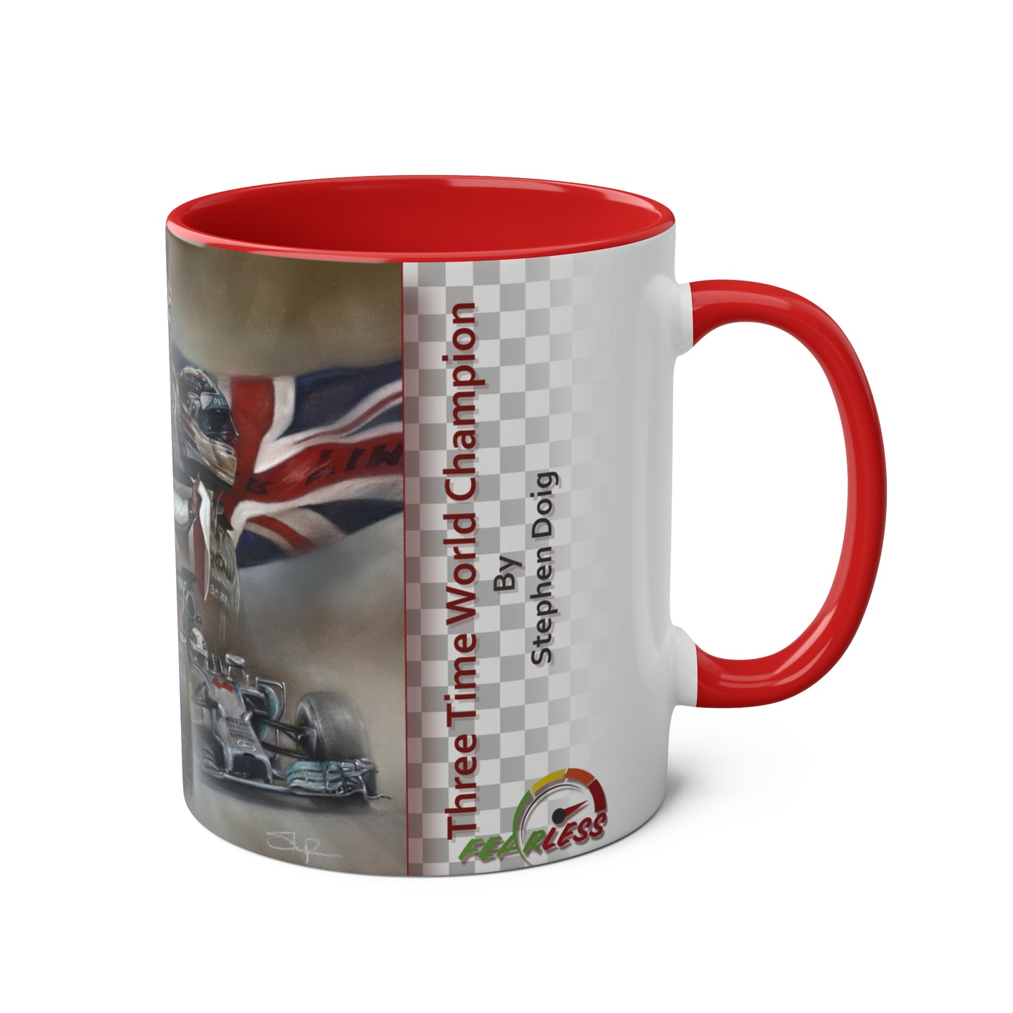 Lewis Hamilton. Three Time World Champion - Two-Tone Coffee Mug, 11oz