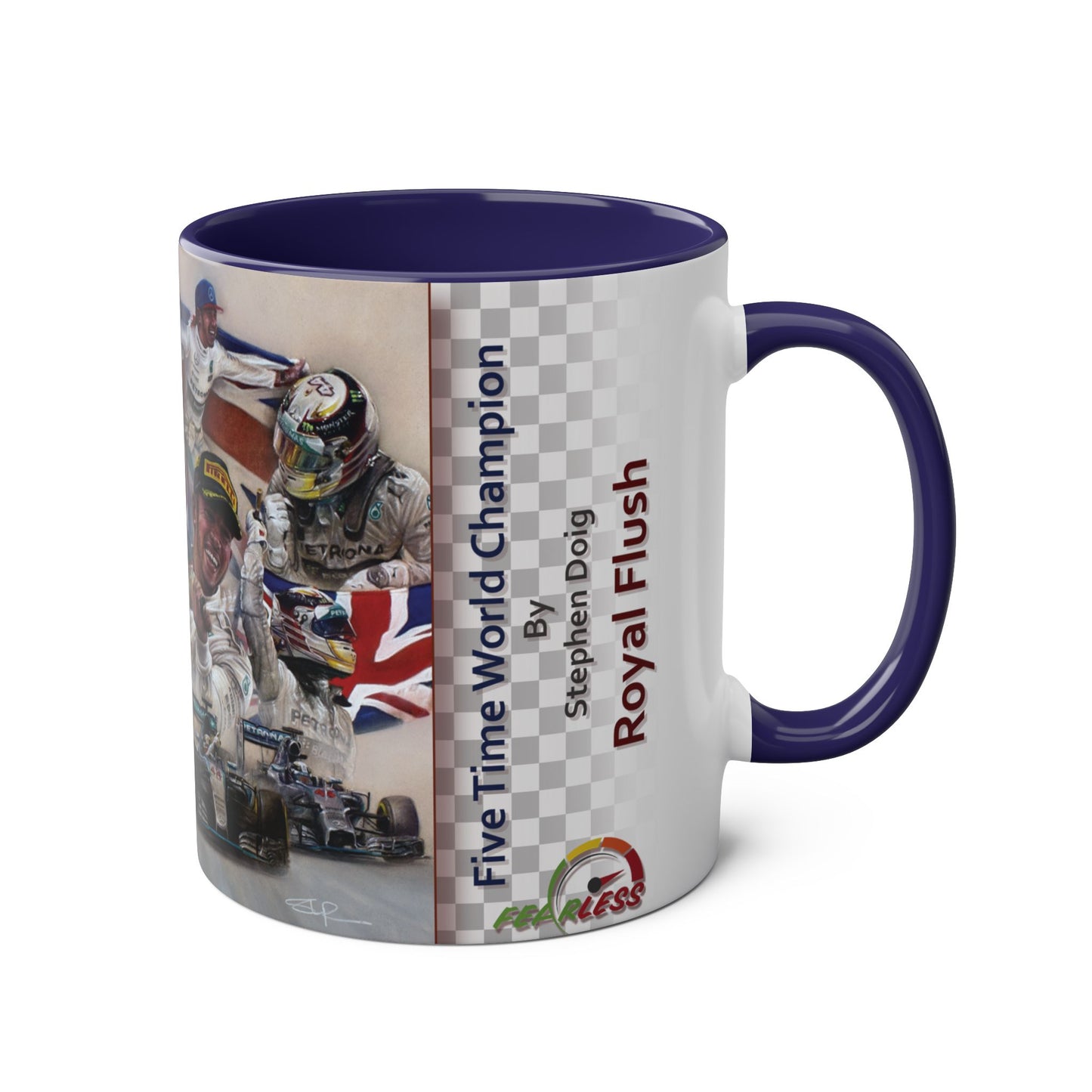 Lewis Hamilton. Five Time World Champion - Two-Tone Coffee Mug, 11oz