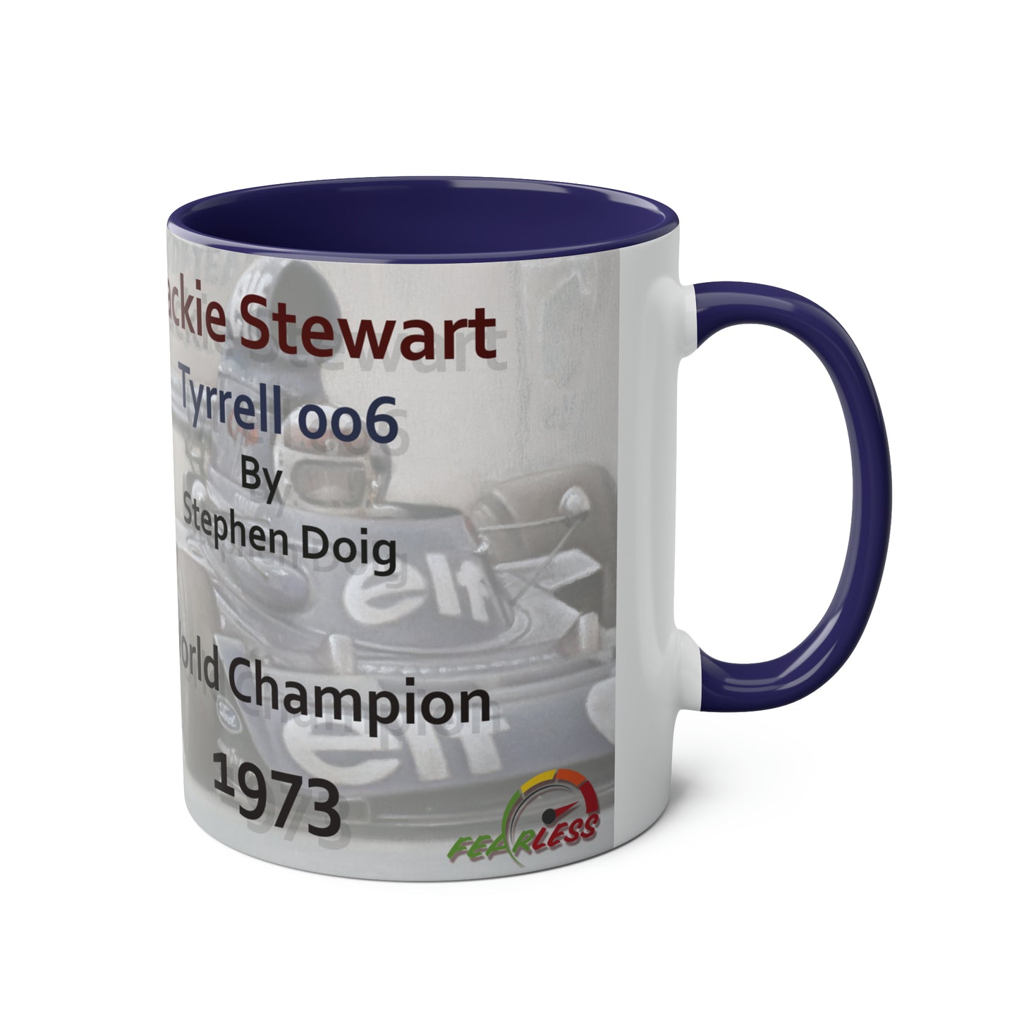Jackie Stewart. World Champion 1973 - Two-Tone Coffee Mug, 11oz