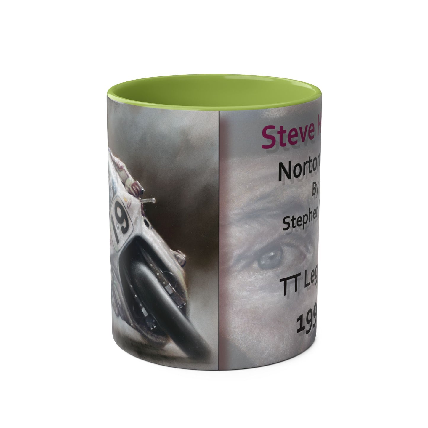 Steve Hislop, TT Legend by Stephen Doig, 11oz Two-Tone Coffee Mug