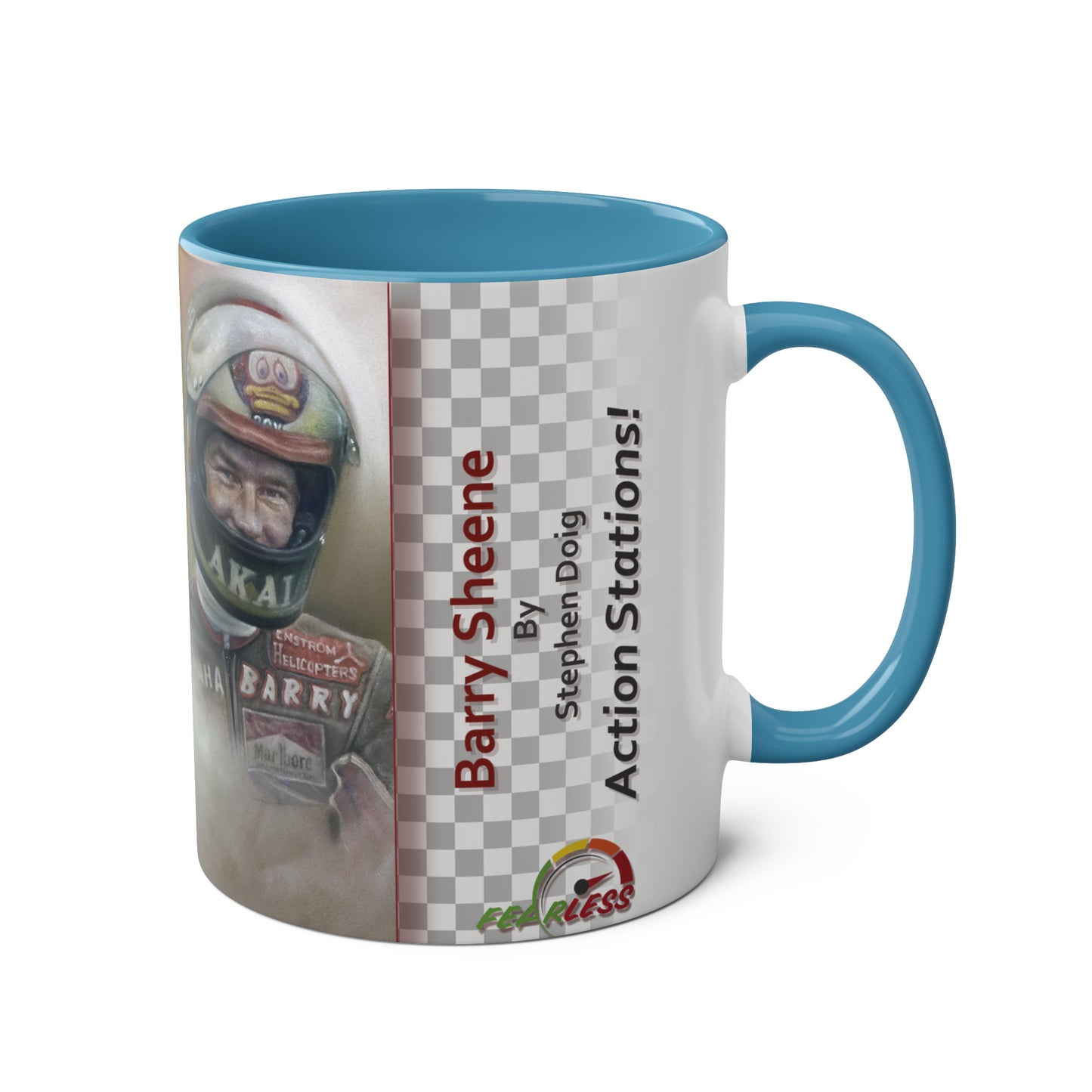 Barry Sheene. Action Stations - Two-Tone Coffee Mug, 11oz