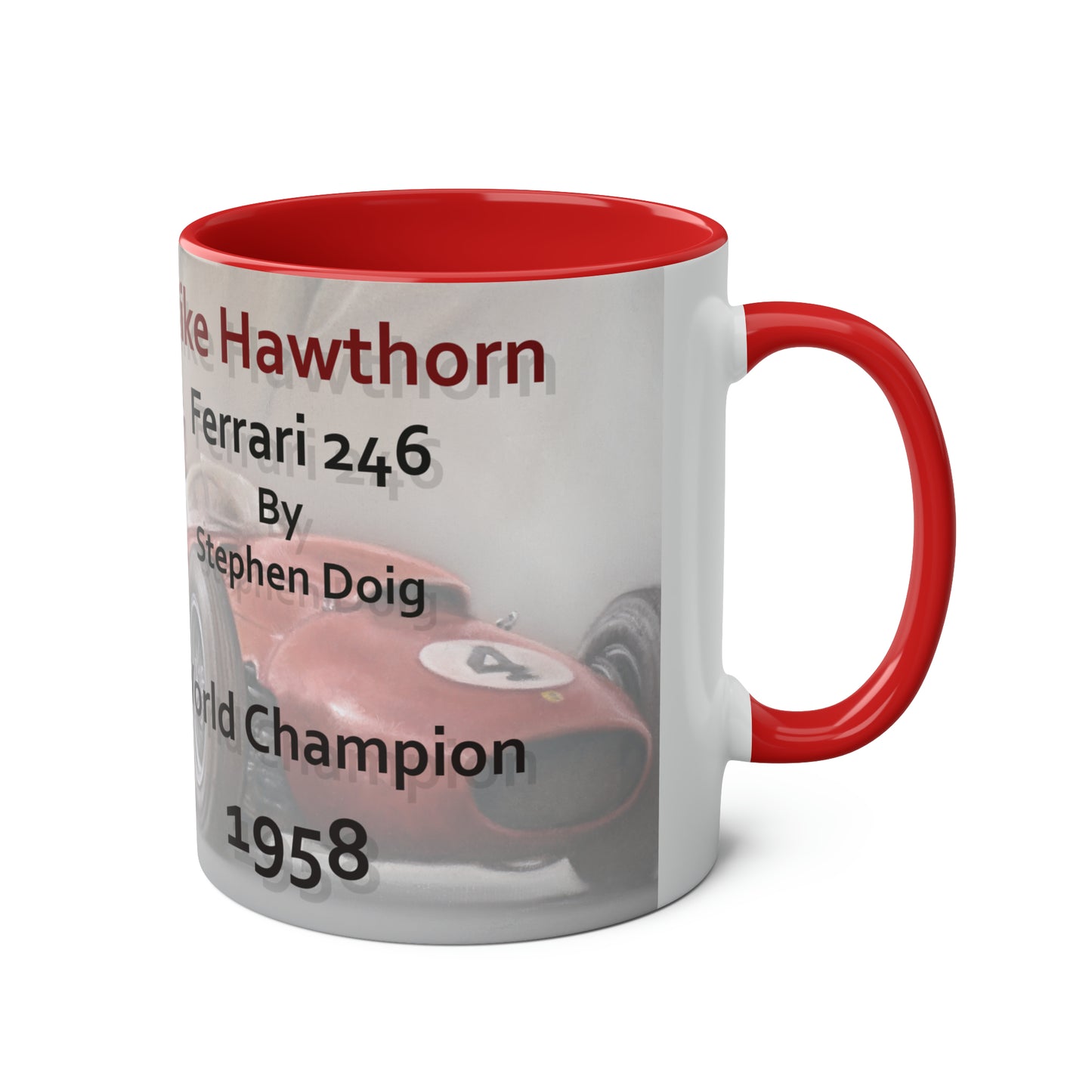 Mike Hawthorn. World Champion 1958 - Two-Tone Coffee Mug, 11oz