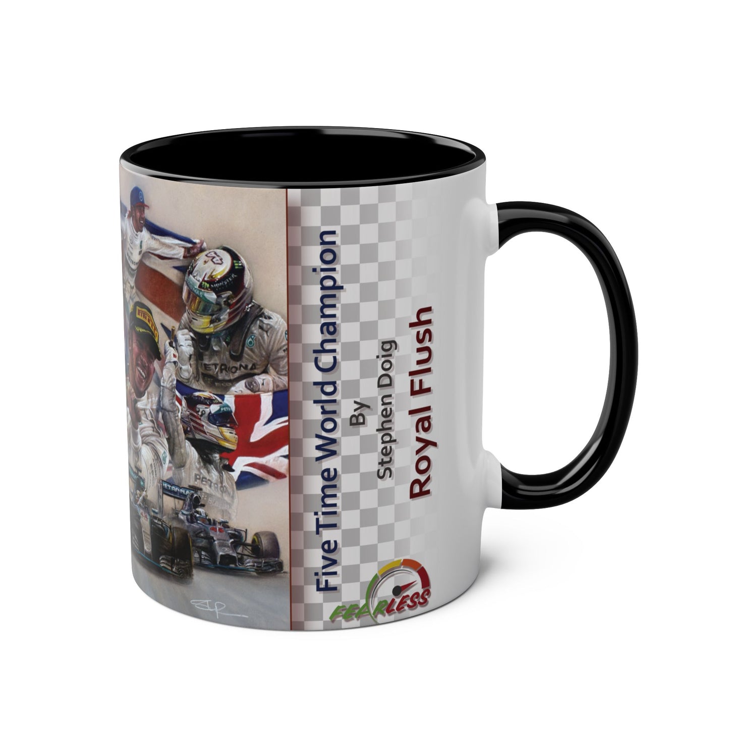 Lewis Hamilton. Five Time World Champion - Two-Tone Coffee Mug, 11oz