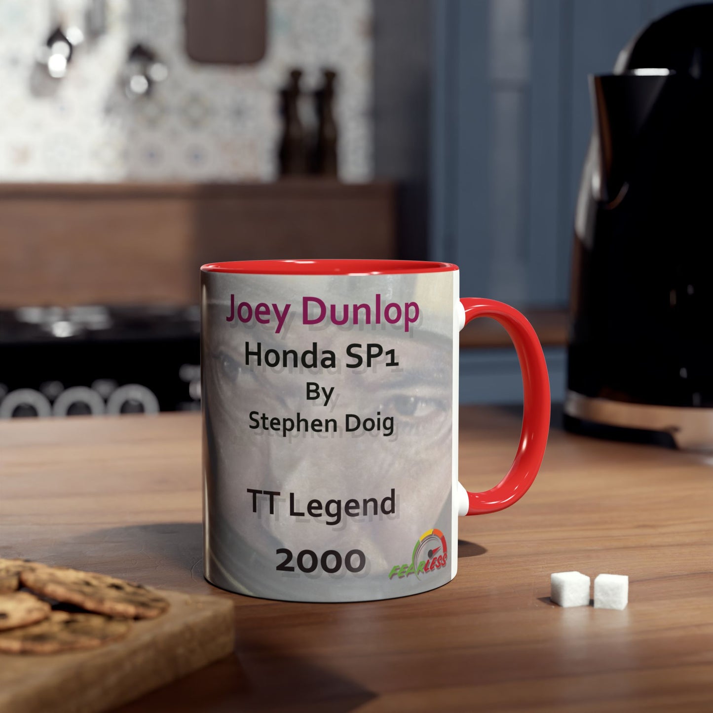 Joey Dunlop TT Legend Two-Tone 11oz Coffee Mug by Stephen Doig.