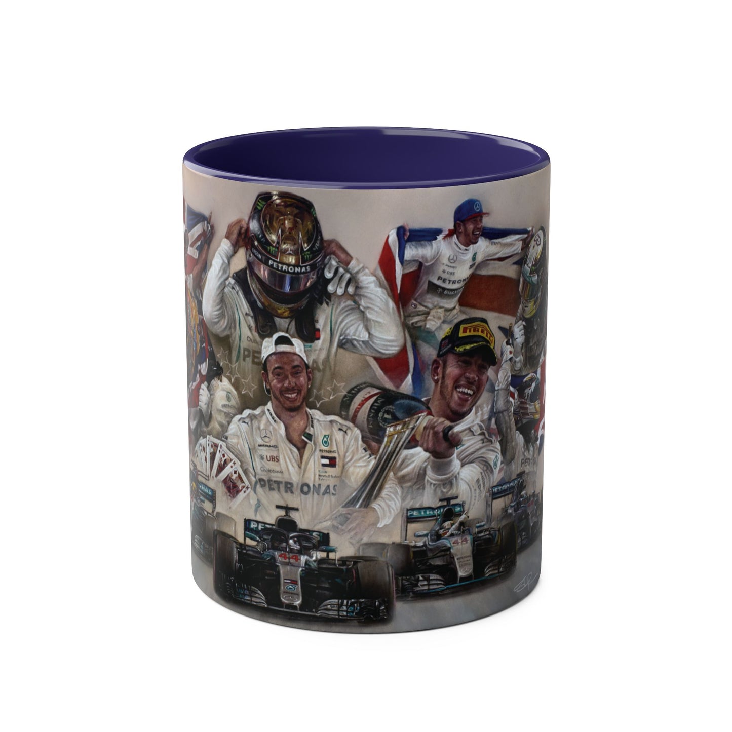 Lewis Hamilton. Five Time World Champion - Two-Tone Coffee Mug, 11oz