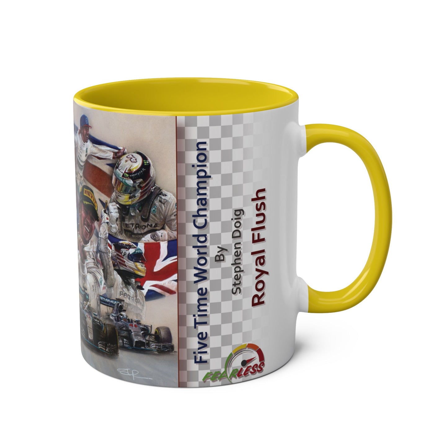 Lewis Hamilton. Five Time World Champion - Two-Tone Coffee Mug, 11oz