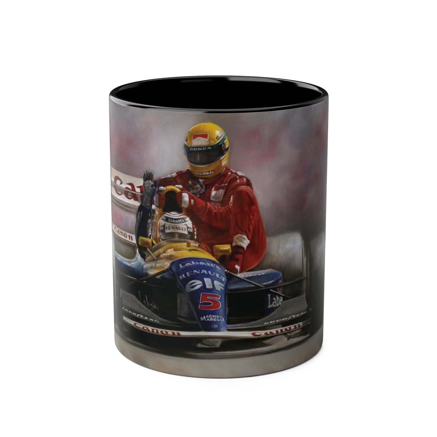 Mansell & Senna. Silverstone 1991 - Two-Tone Coffee Mug, 11oz
